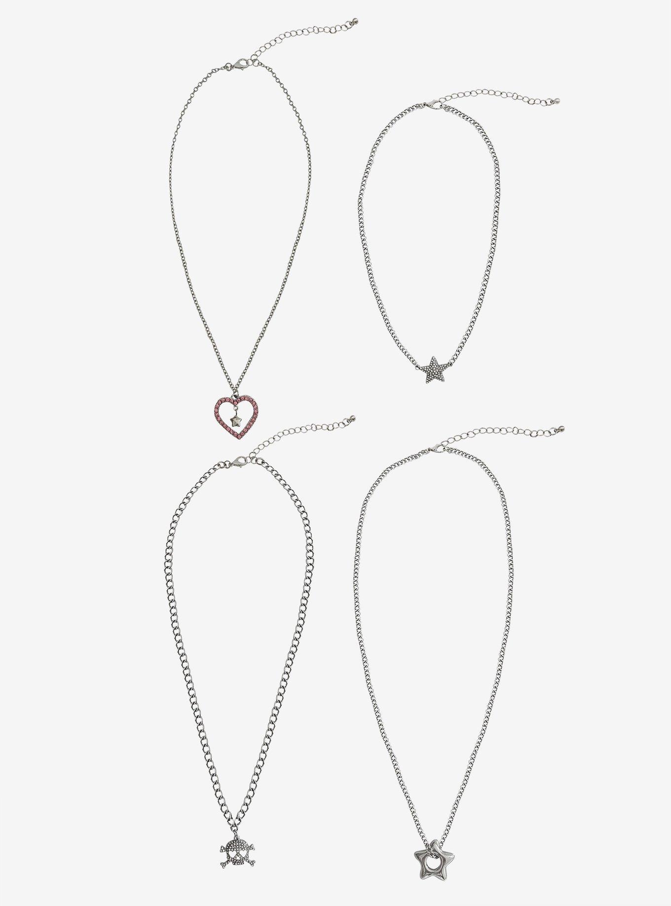 Social Collision Bling Skull Heart Star Necklace Set, , hi-res