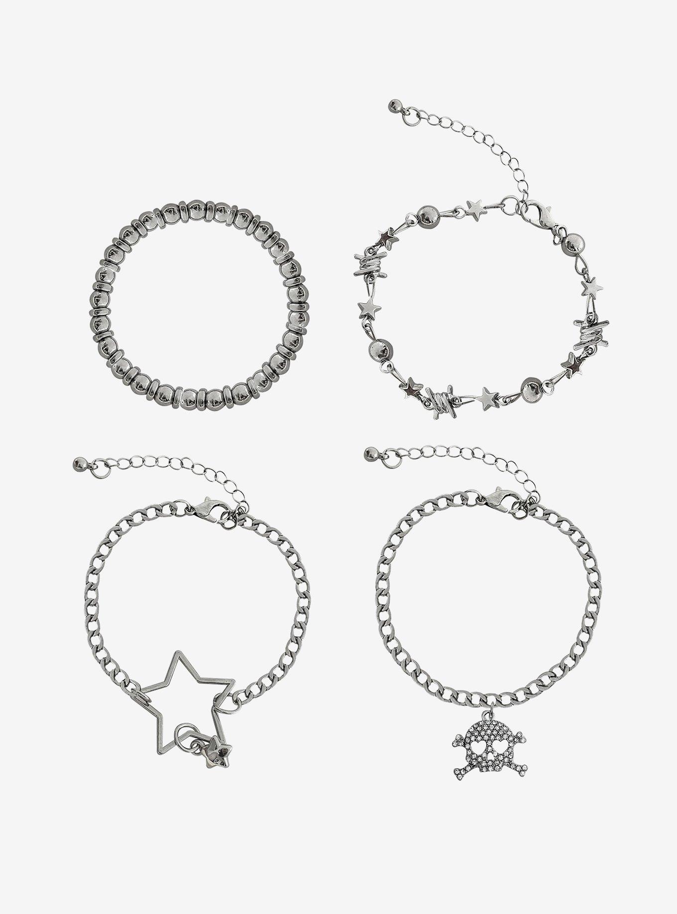 Social Collision Skull Star Barbed Wire Bracelet Set, , hi-res