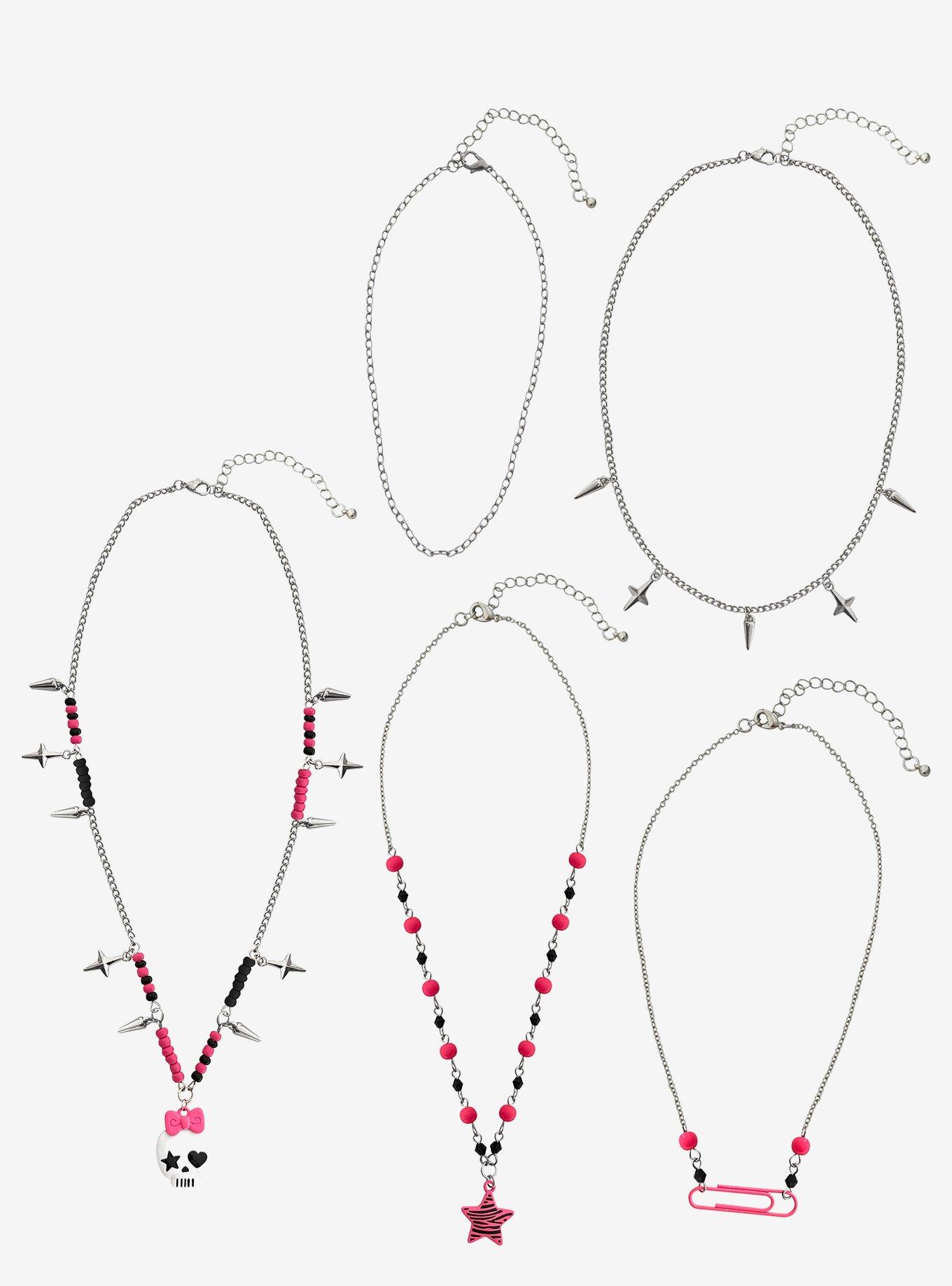 Black & Pink Scene Icons Necklace Set, , hi-res