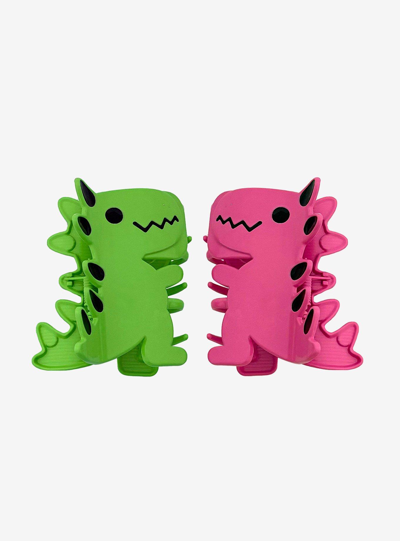 Pink & Green Dinosaur Best Friend Claw Hair Clip Set, , hi-res