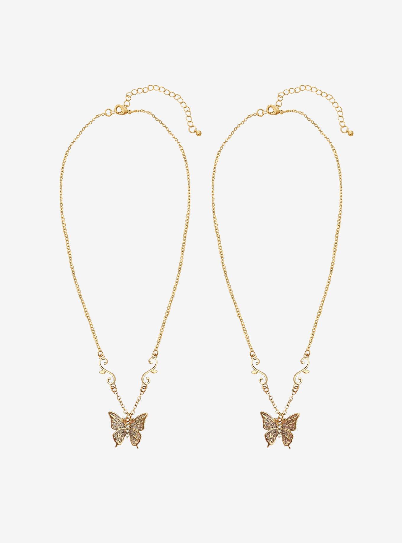 Thorn & Fable Gold Butterfly Best Friend Necklace Set, , hi-res
