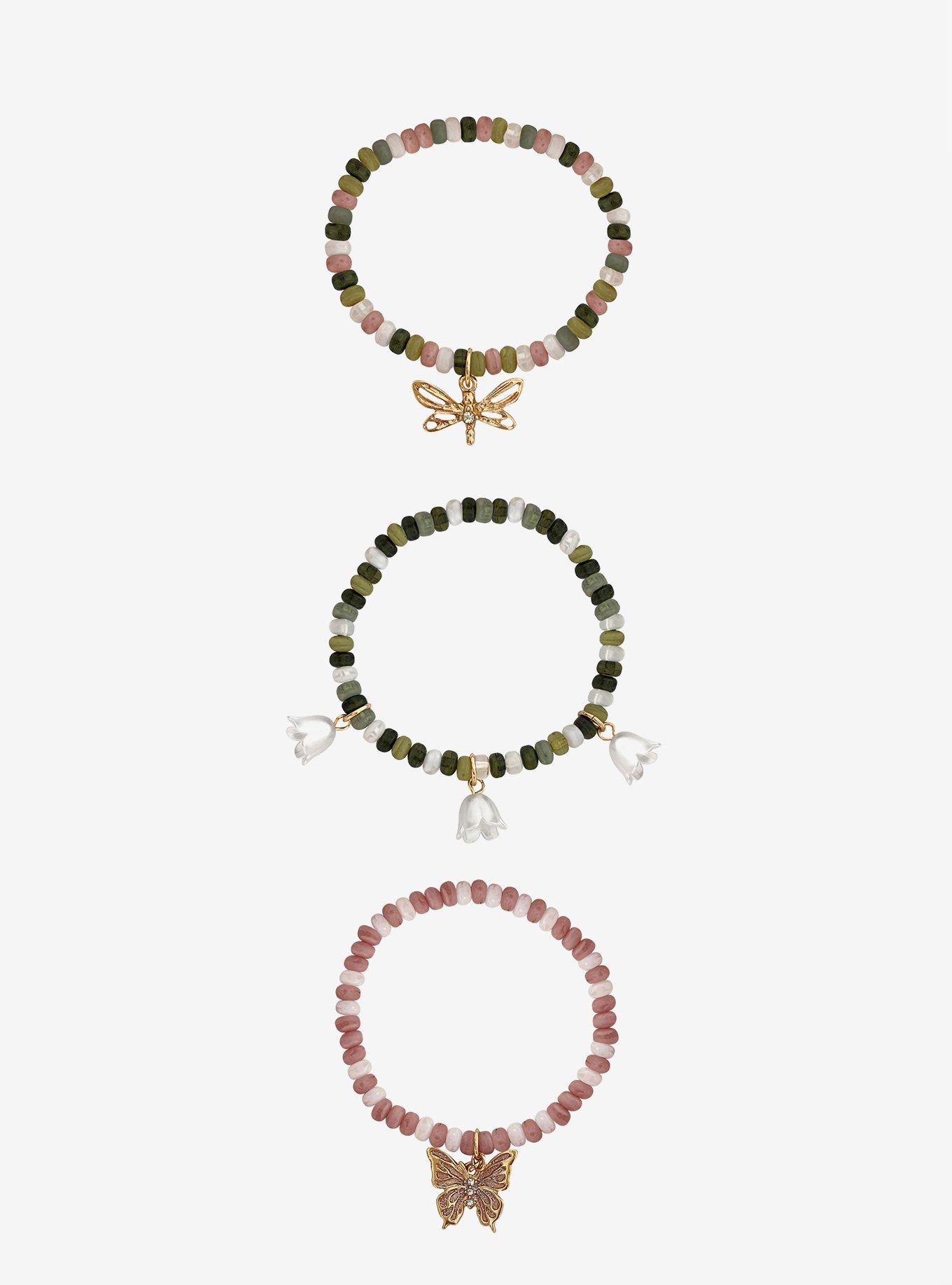 Thorn & Fable Butterfly Flower Bead Bracelet Set, , hi-res
