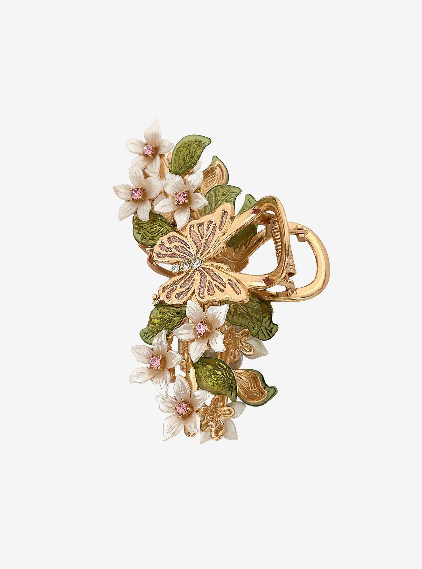 Thorn & Fable Butterfly Flower Claw Hair Clip, , hi-res
