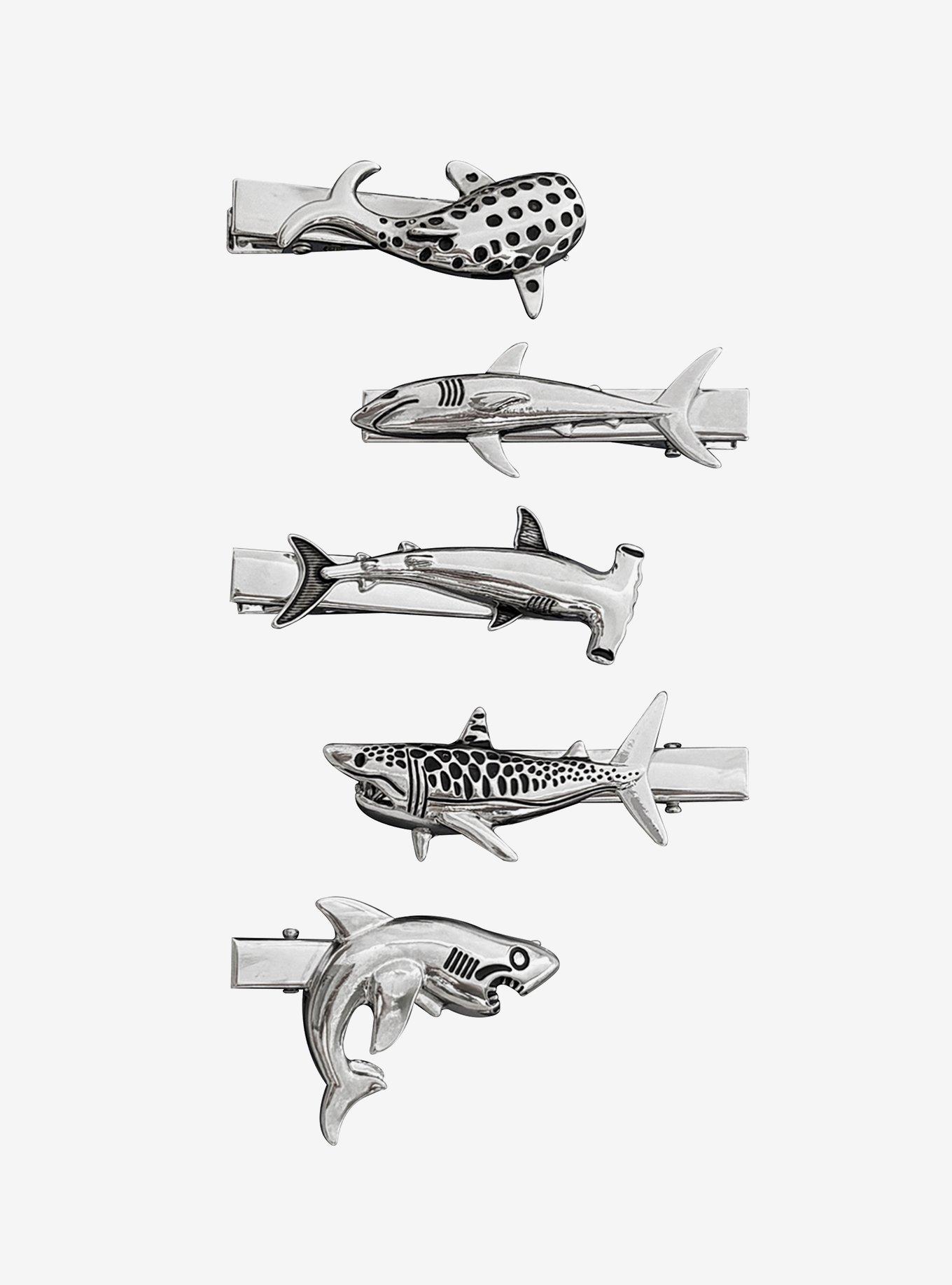 Silver Shark Hair Clip Set, , hi-res