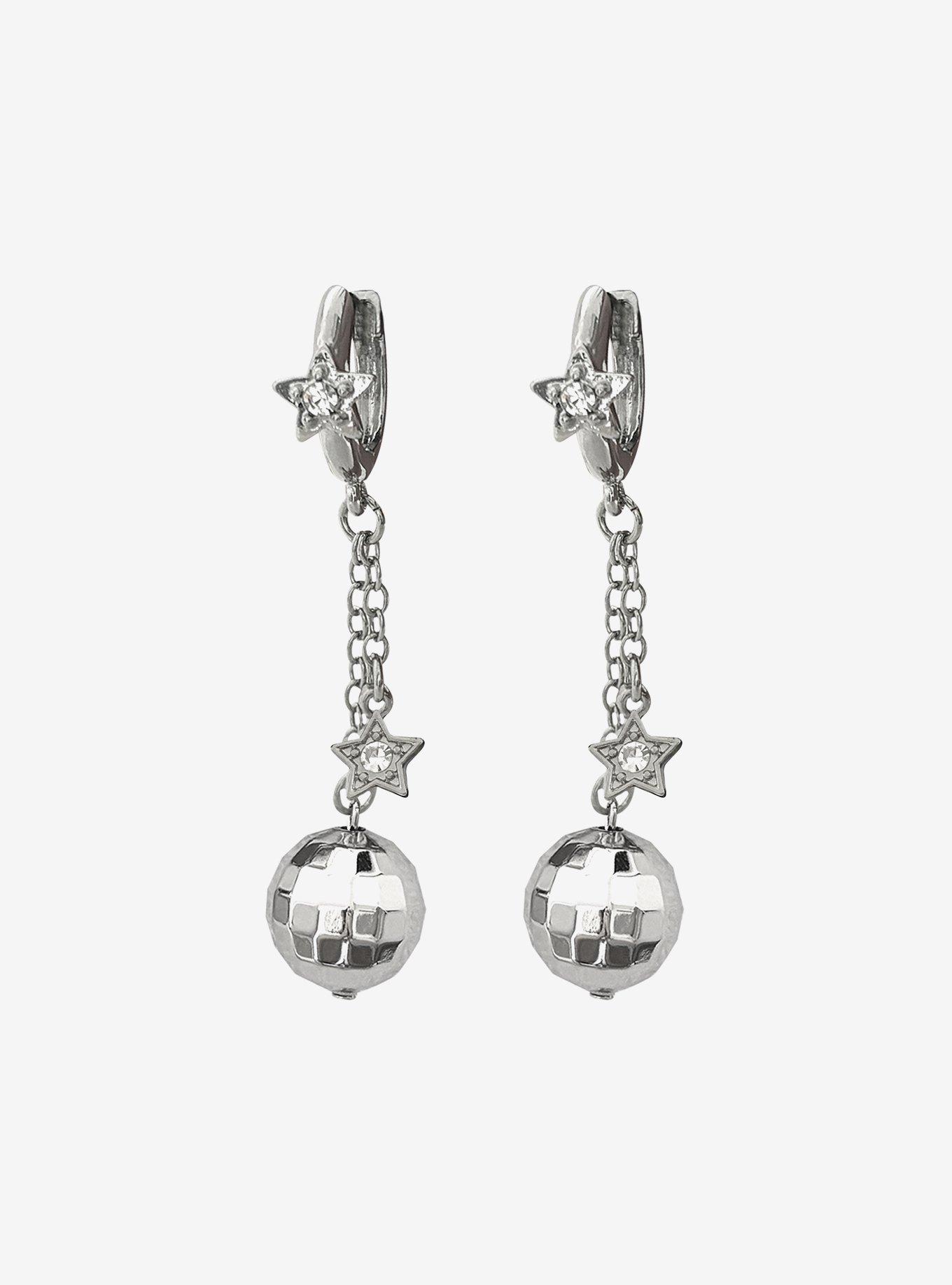 Sweet Society Disco Ball Huggie Hoop Earrings, , hi-res