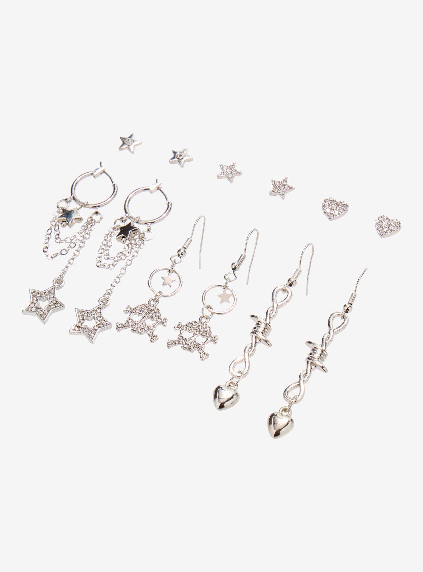 Social Collision Skull & Crossbones Barbed Wire Earring Set, , alternate - view 3