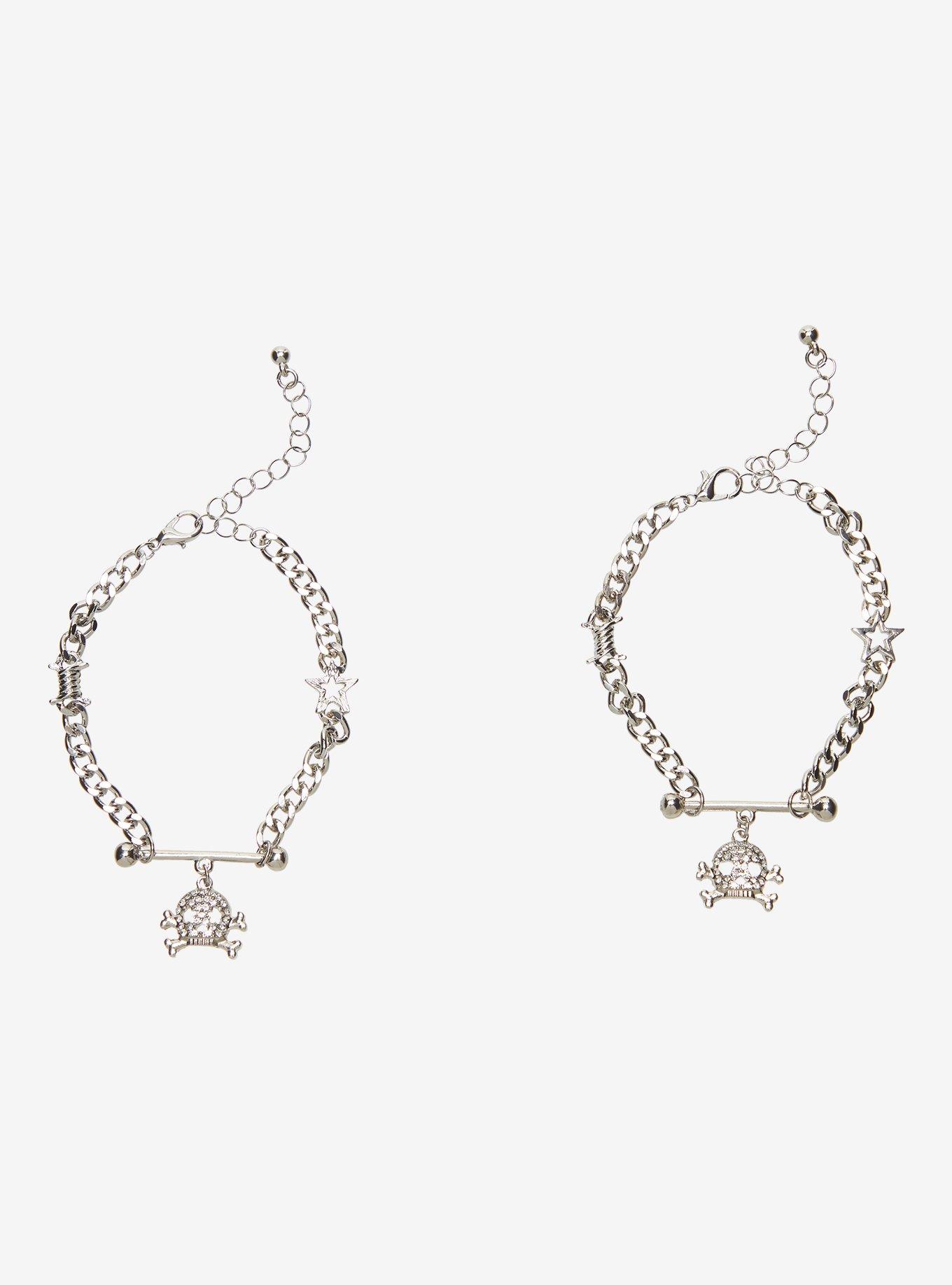 Social Collision Bling Skull & Crossbones Best Friend Bracelet Set, , hi-res