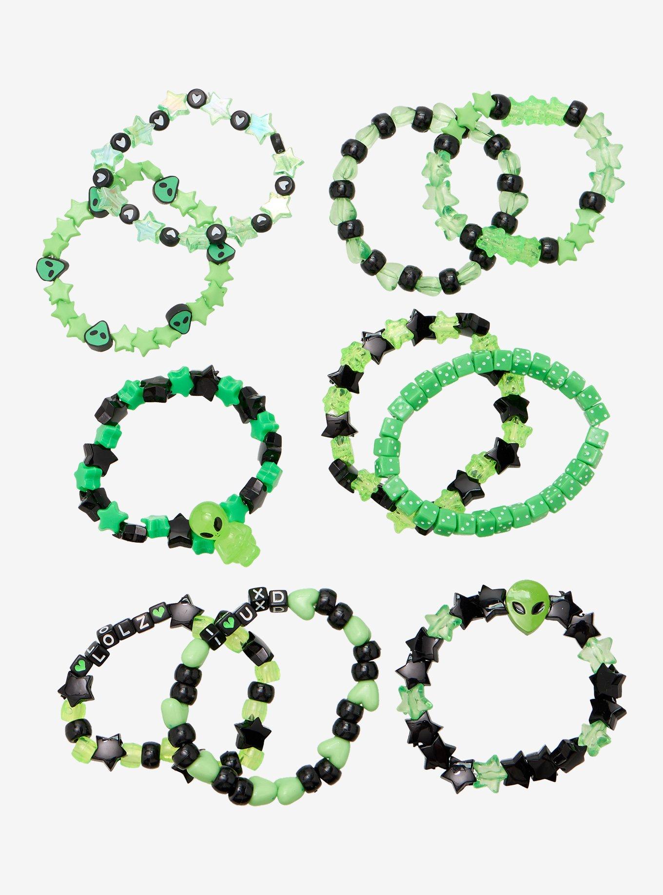 Alien Green Star Scene Bead Bracelet Set, , hi-res