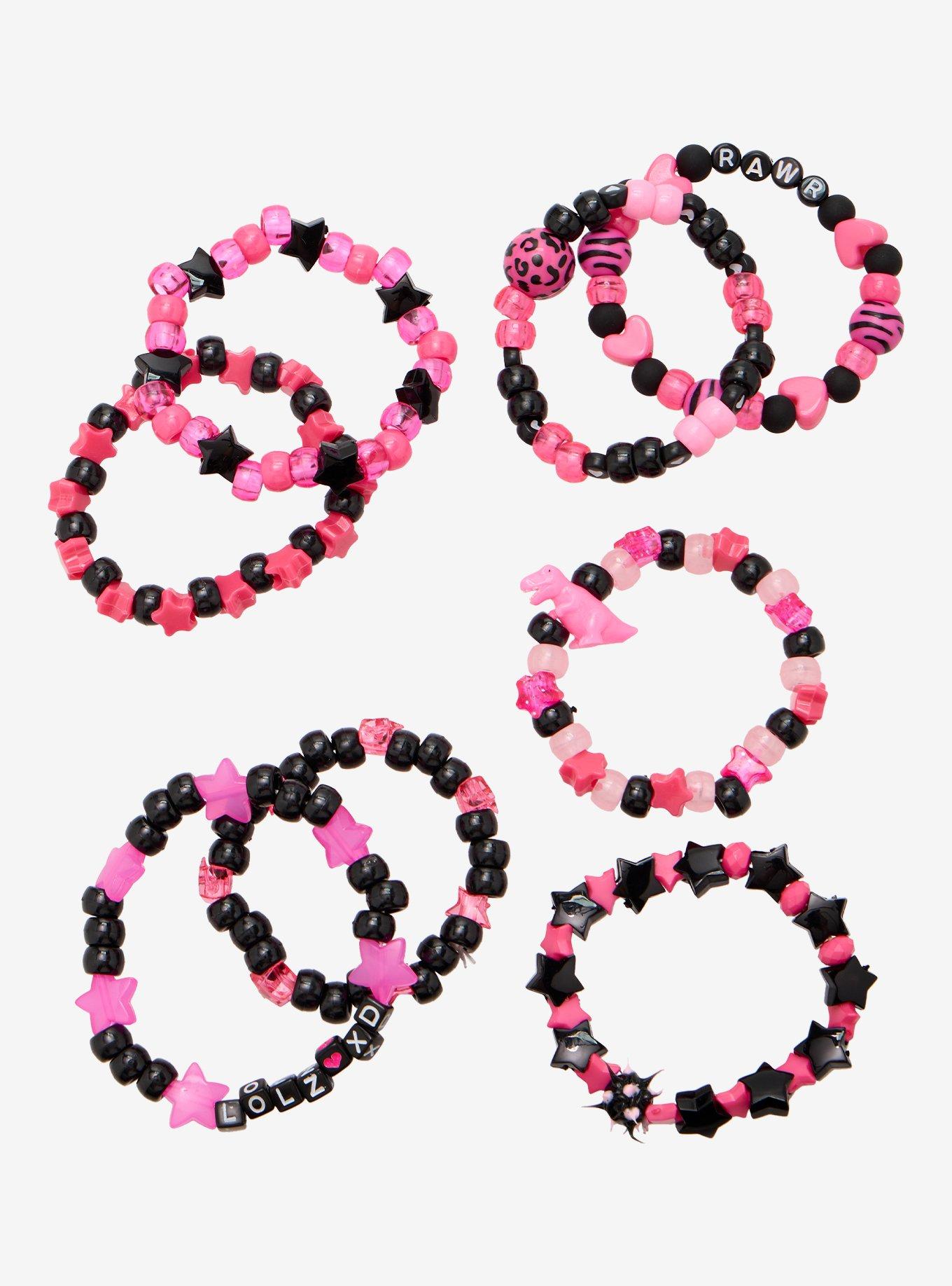 Pink & Black Star Scene Bead Bracelet Set, , hi-res