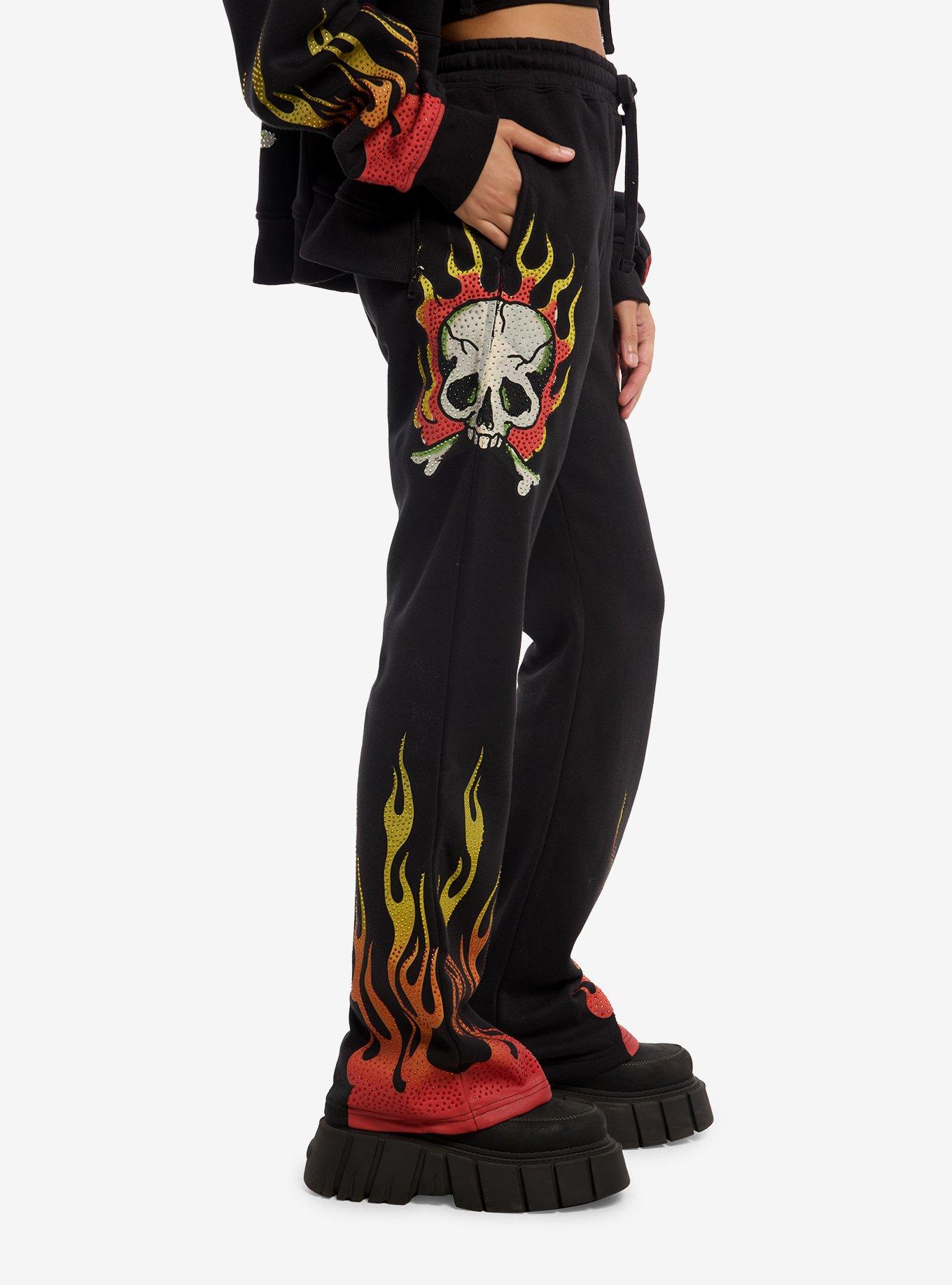 Ed Hardy Flame & Skull Rhinestone Lounge Pants, , hi-res
