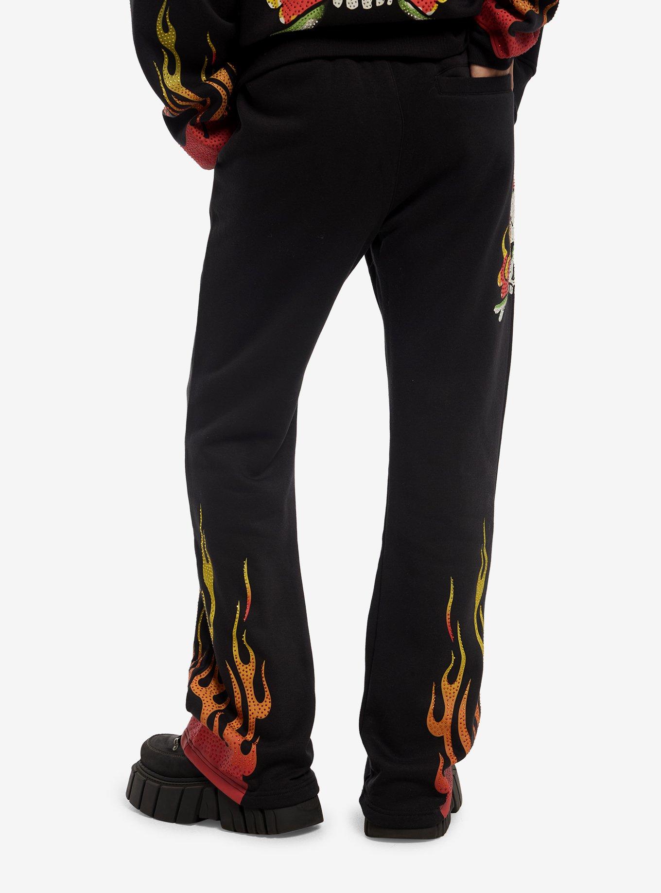 Ed Hardy Flame & Skull Rhinestone Lounge Pants, RED, alternate