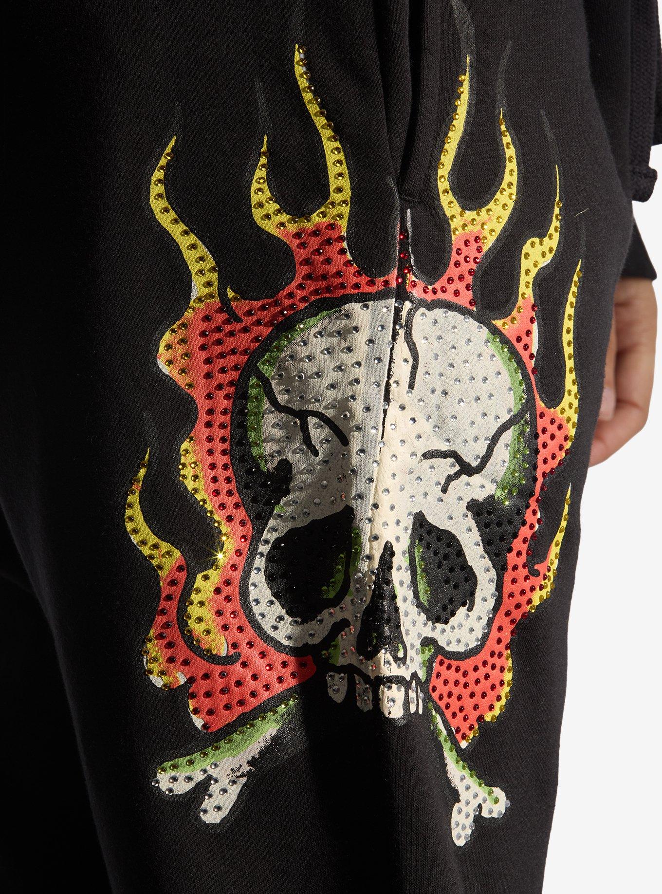 Ed Hardy Flame & Skull Rhinestone Lounge Pants, RED, alternate