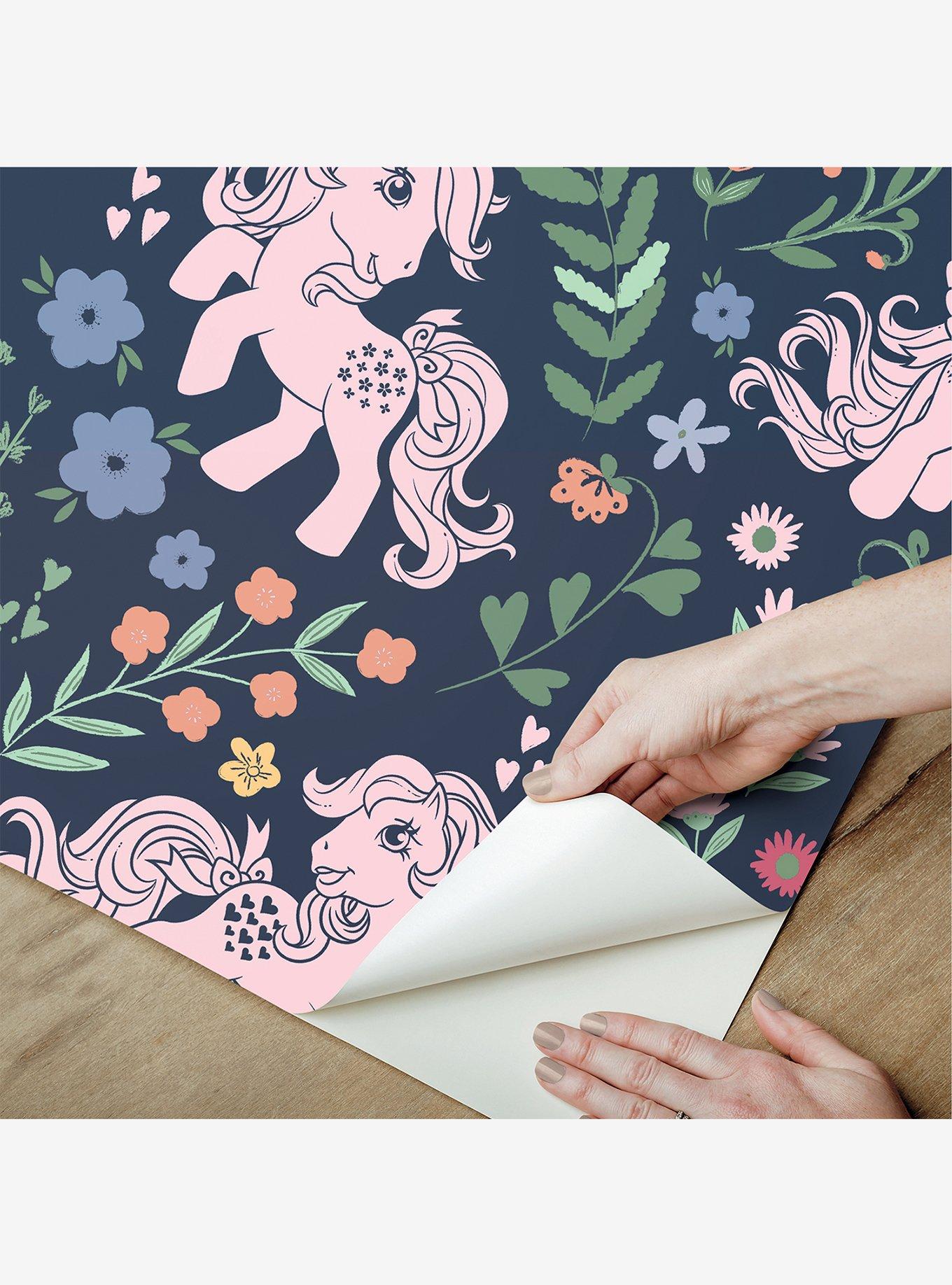 My Little Pony Retro Floral Blue Wallpaper, , alternate