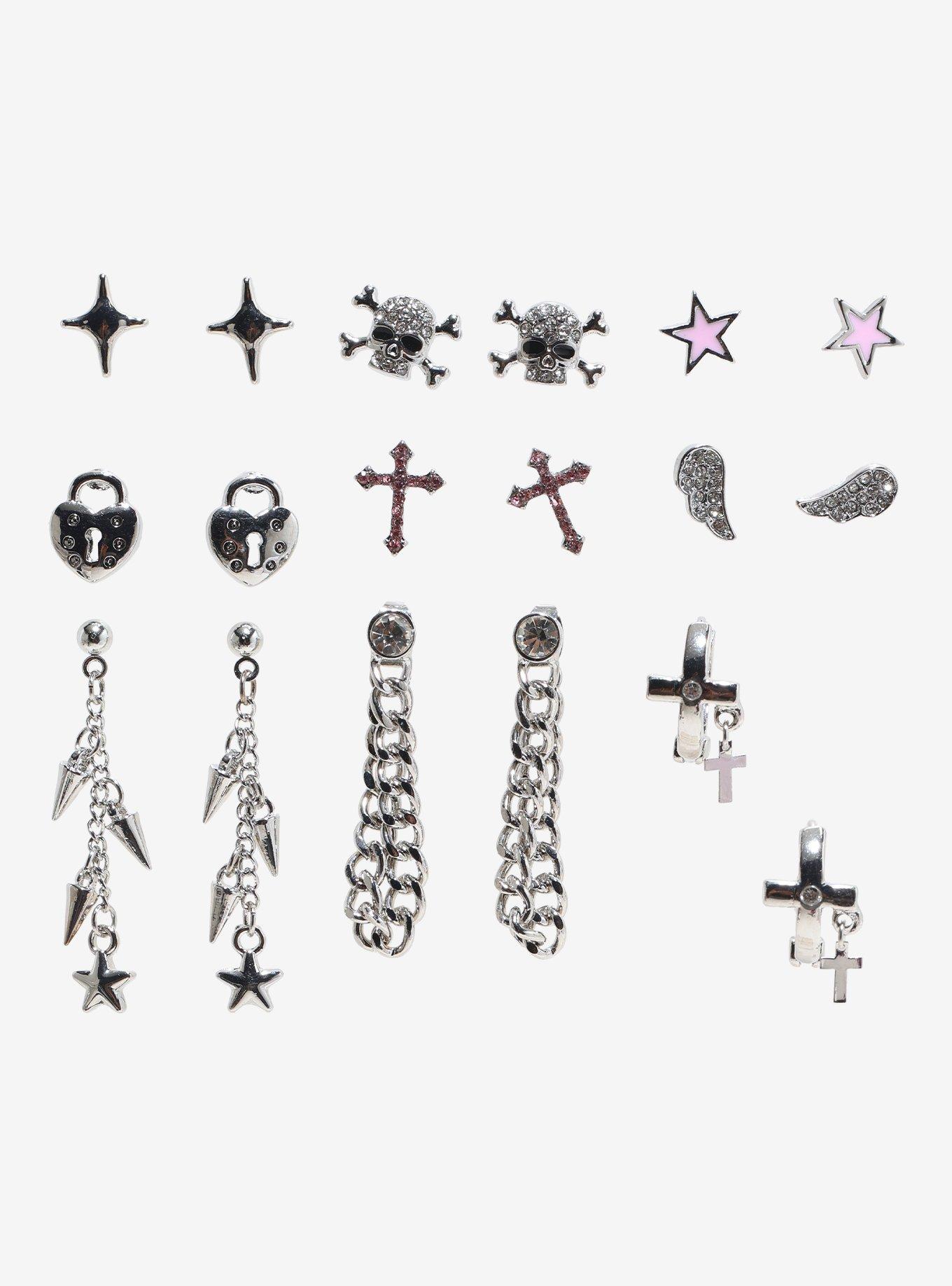 Social Collision Y2K Pink Angel Earring Set, , hi-res