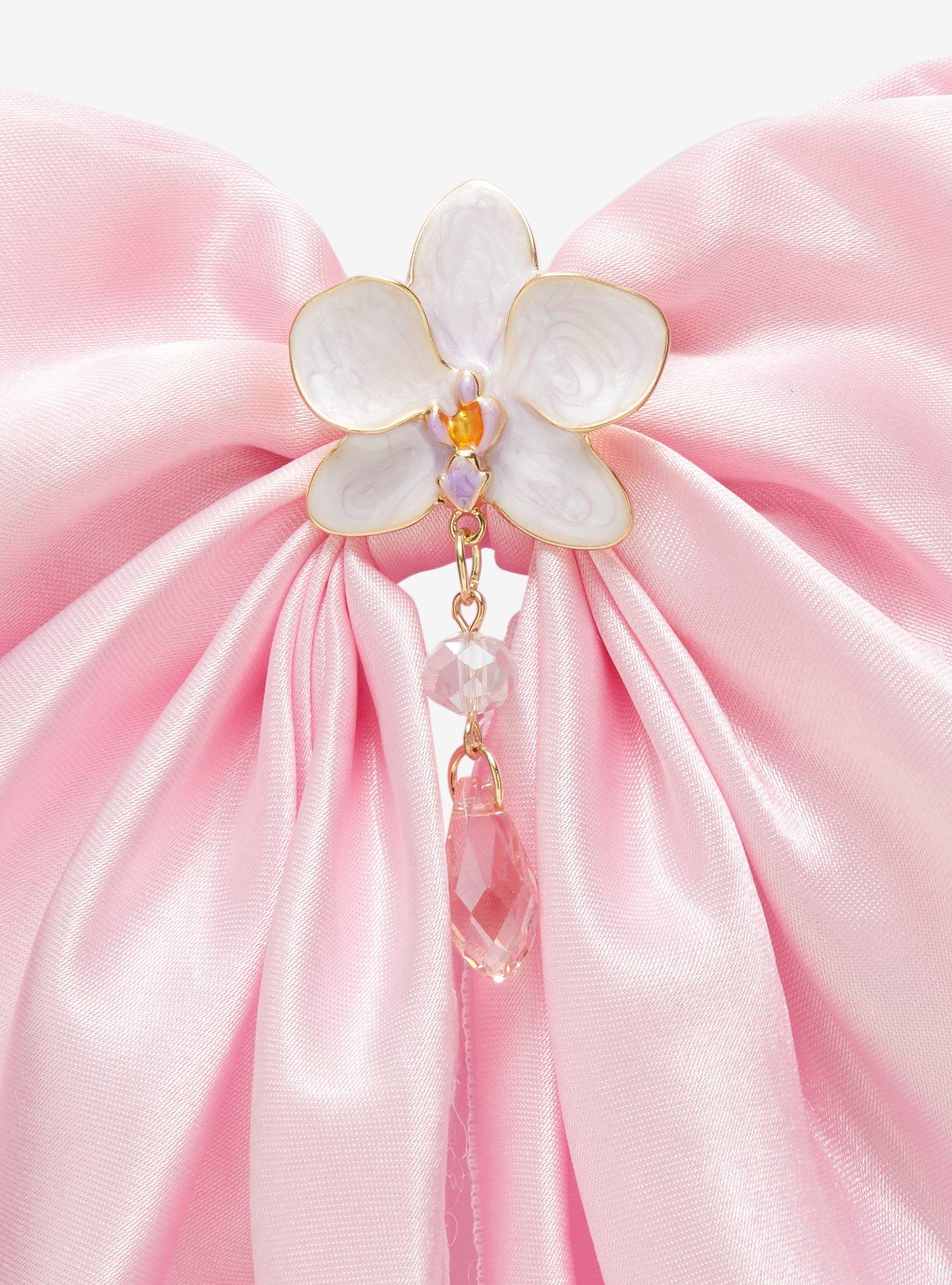 Thorn & Fable Orchid Satin Lace Hair Bow, , alternate - view 3