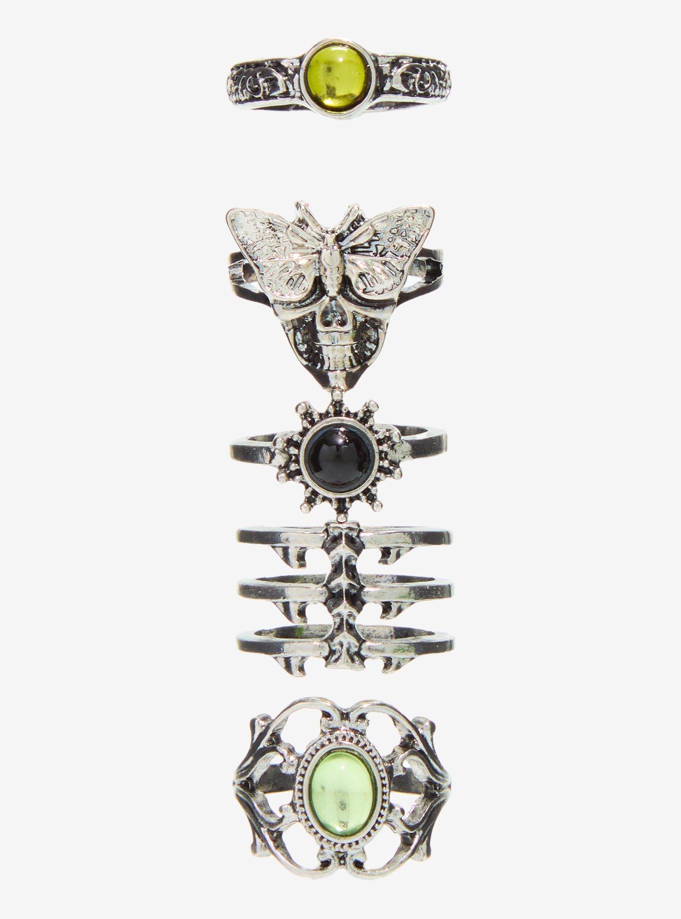 Cosmic Aura Dark Moth Stone Ring Set, , hi-res