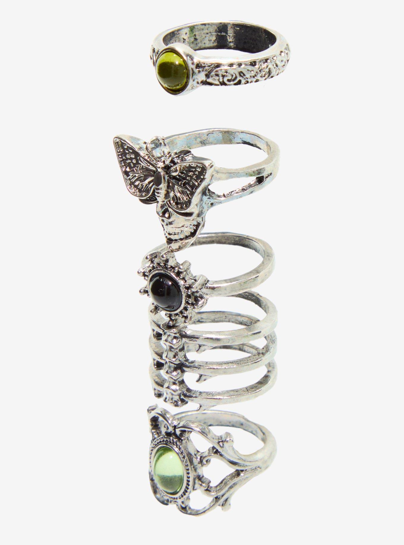 Cosmic Aura Dark Moth Stone Ring Set, , alternate - view 3
