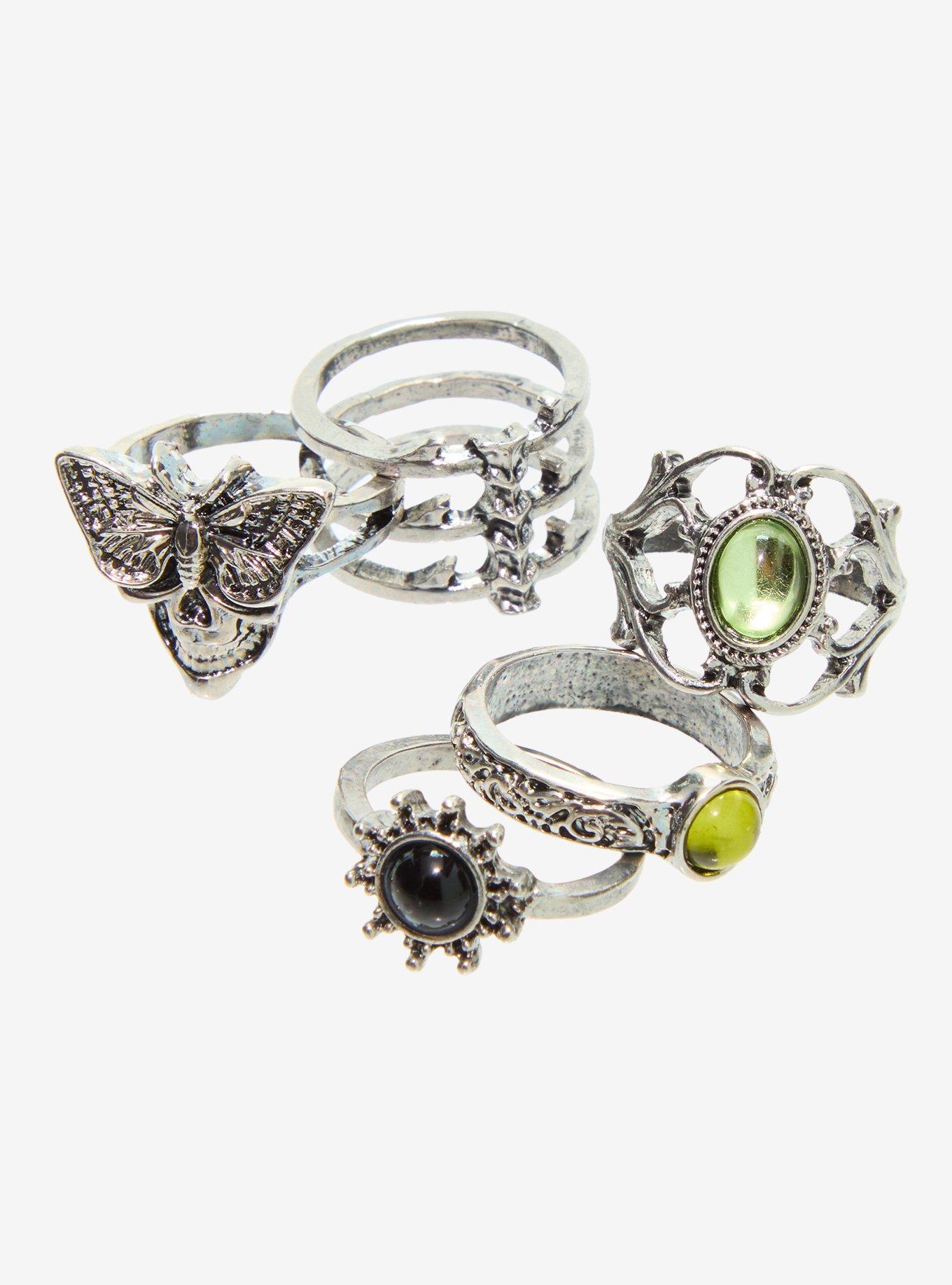 Cosmic Aura Dark Moth Stone Ring Set, , alternate - view 4