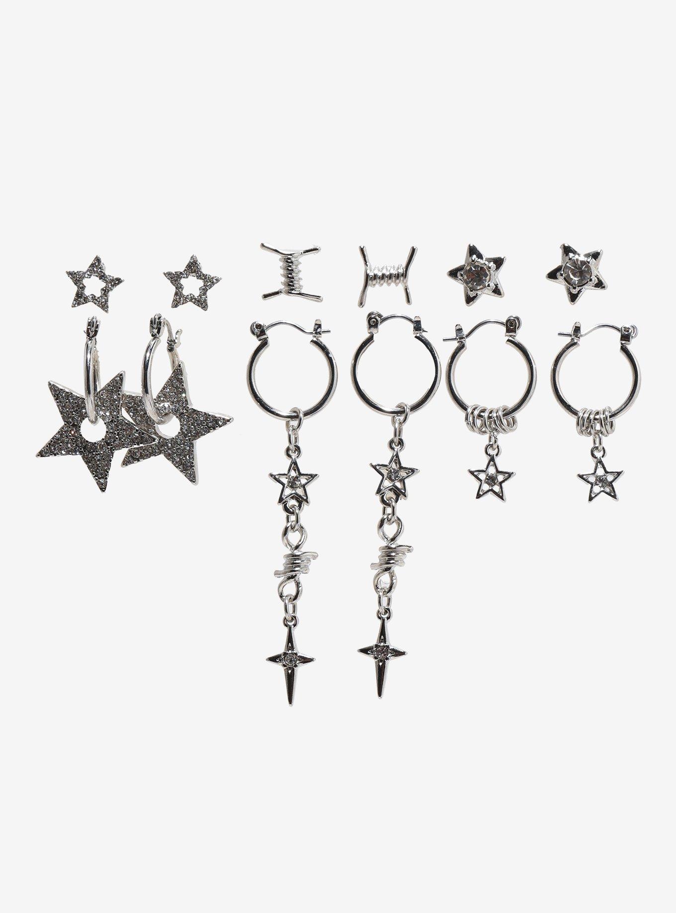 Social Collision Star Barbed Wire Earring Set, , hi-res