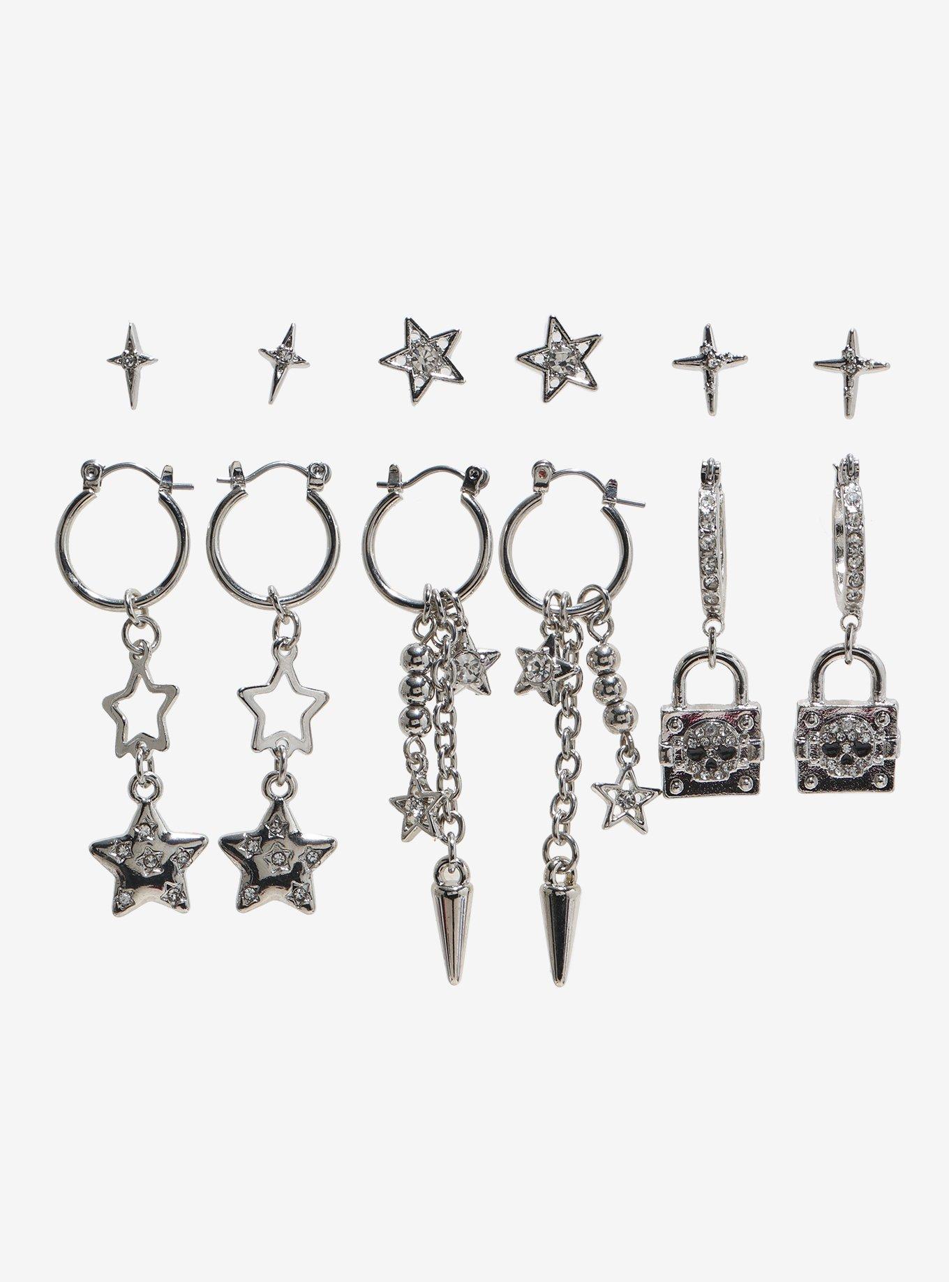 Social Collision Star Padlock Earring Set, , hi-res