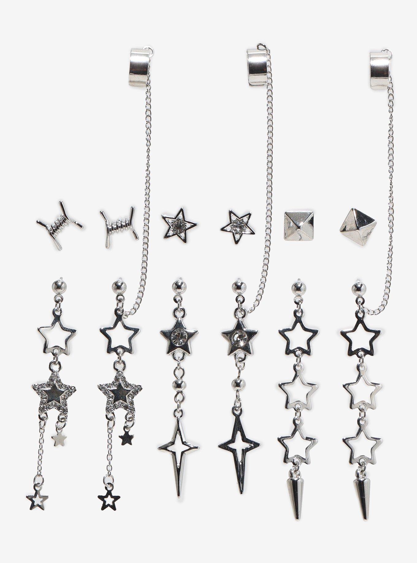 Social Collision Star Drop Cuff Earring Set, , hi-res