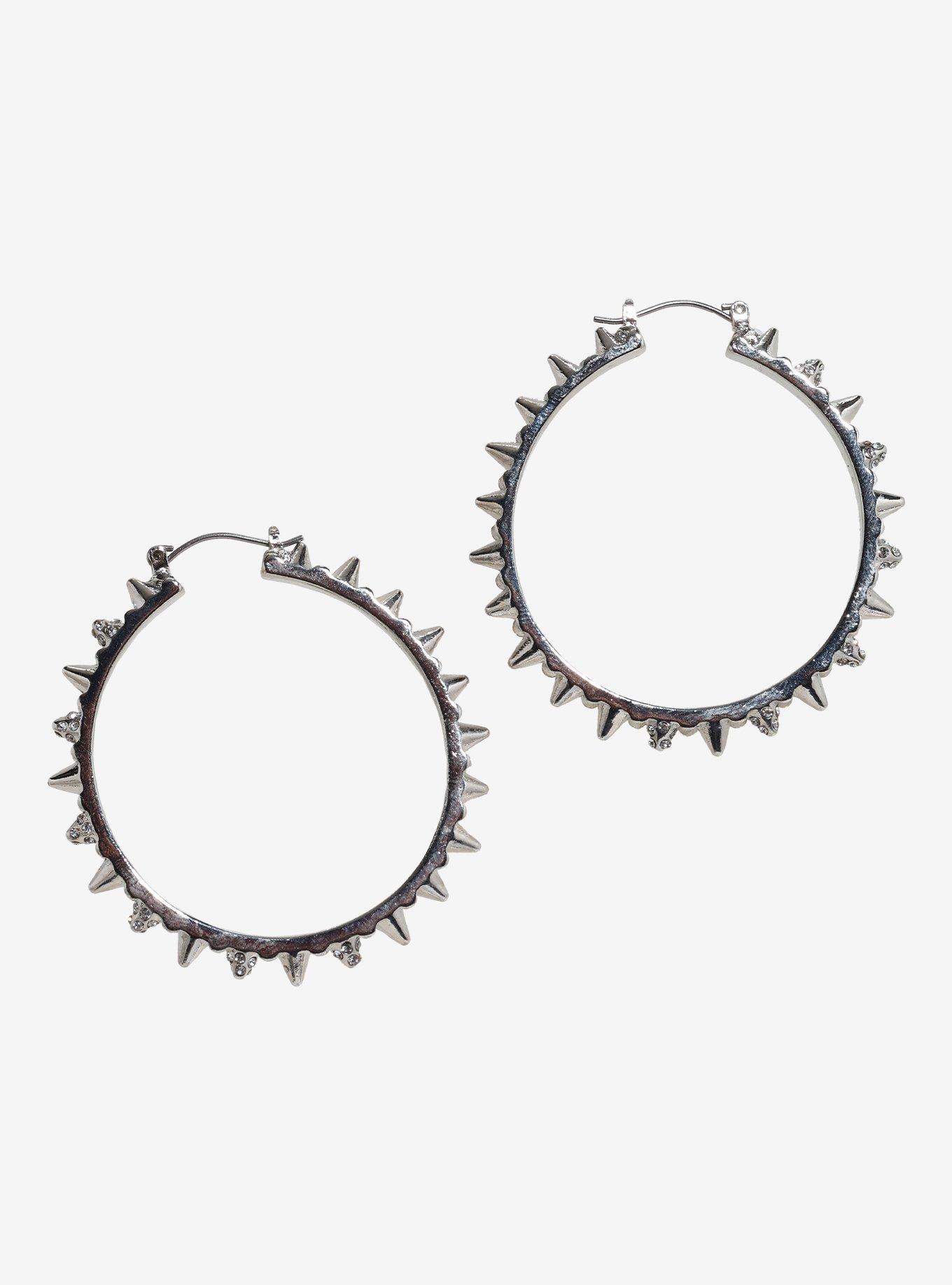 Social Collision Bling Spike Hoop Earrings, , hi-res