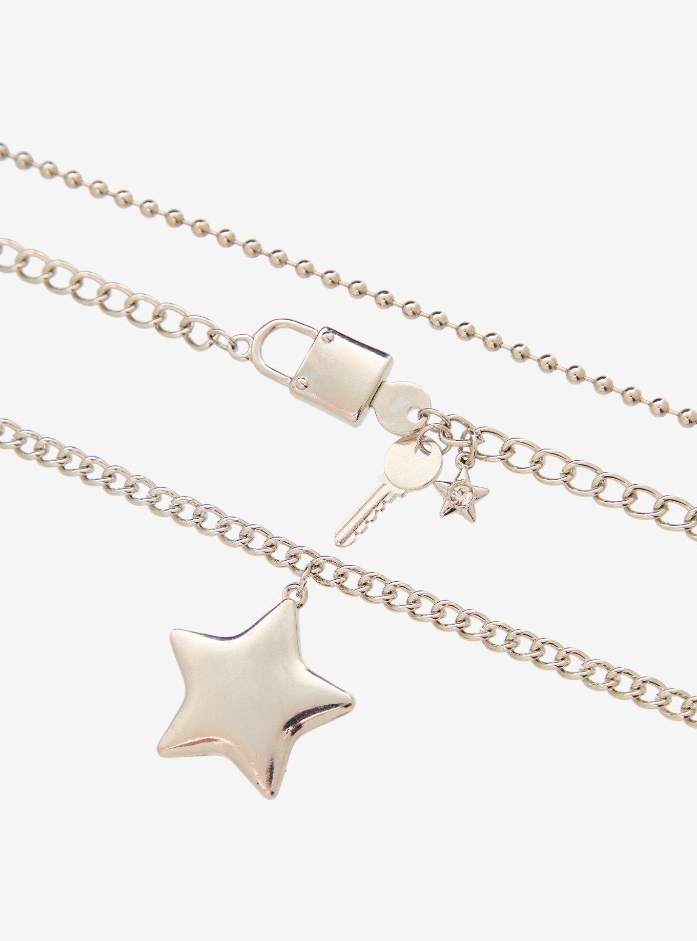 Social Collision Padlock Star Key Necklace Set, , alternate - view 3
