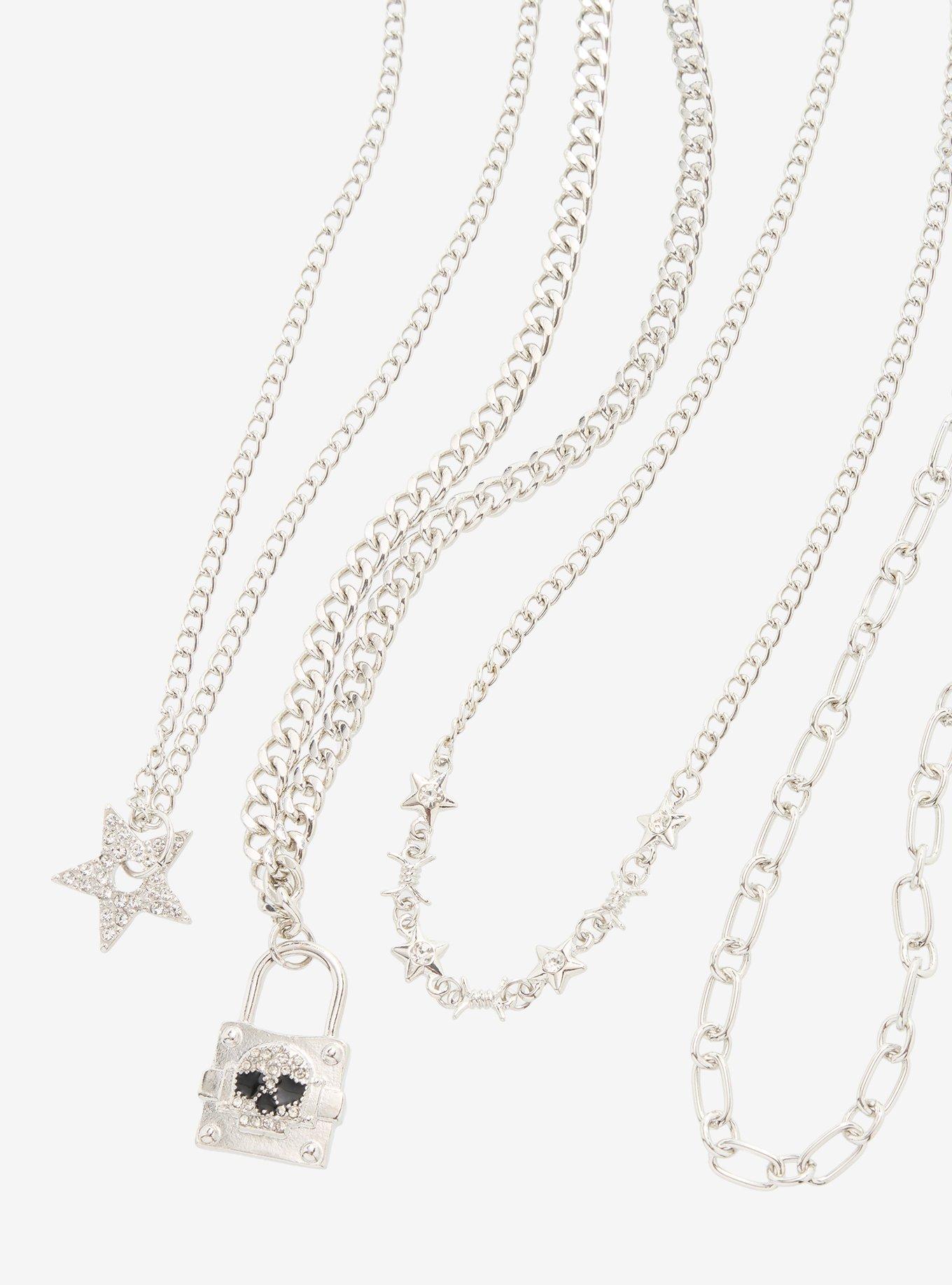 Social Collision Skull Padlock Star Necklace Set, , hi-res