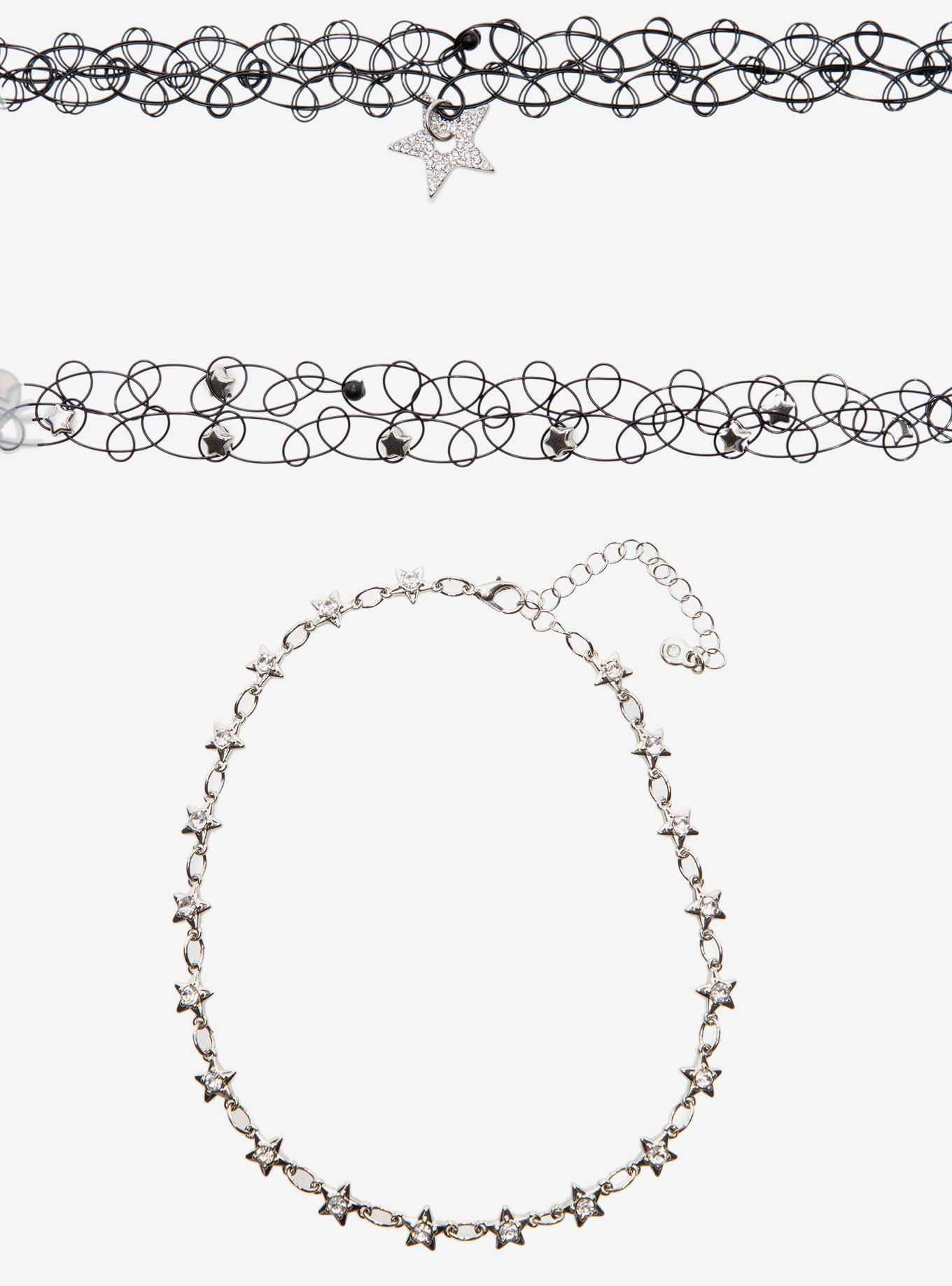 Social Collision Bling Star Tattoo Choker Set, , hi-res