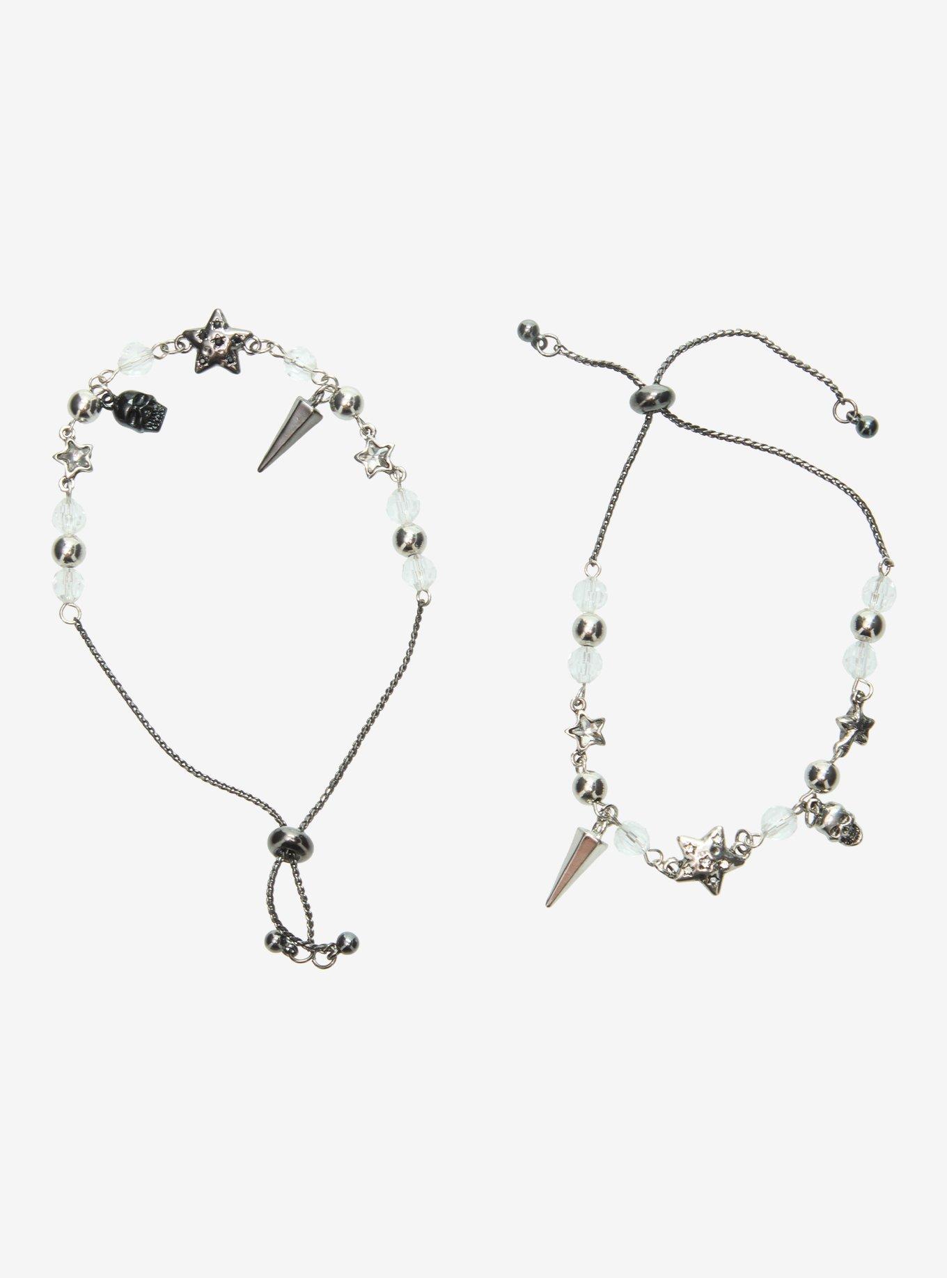 Social Collision Star Skull Spike Best Friend Bracelet Set, , hi-res