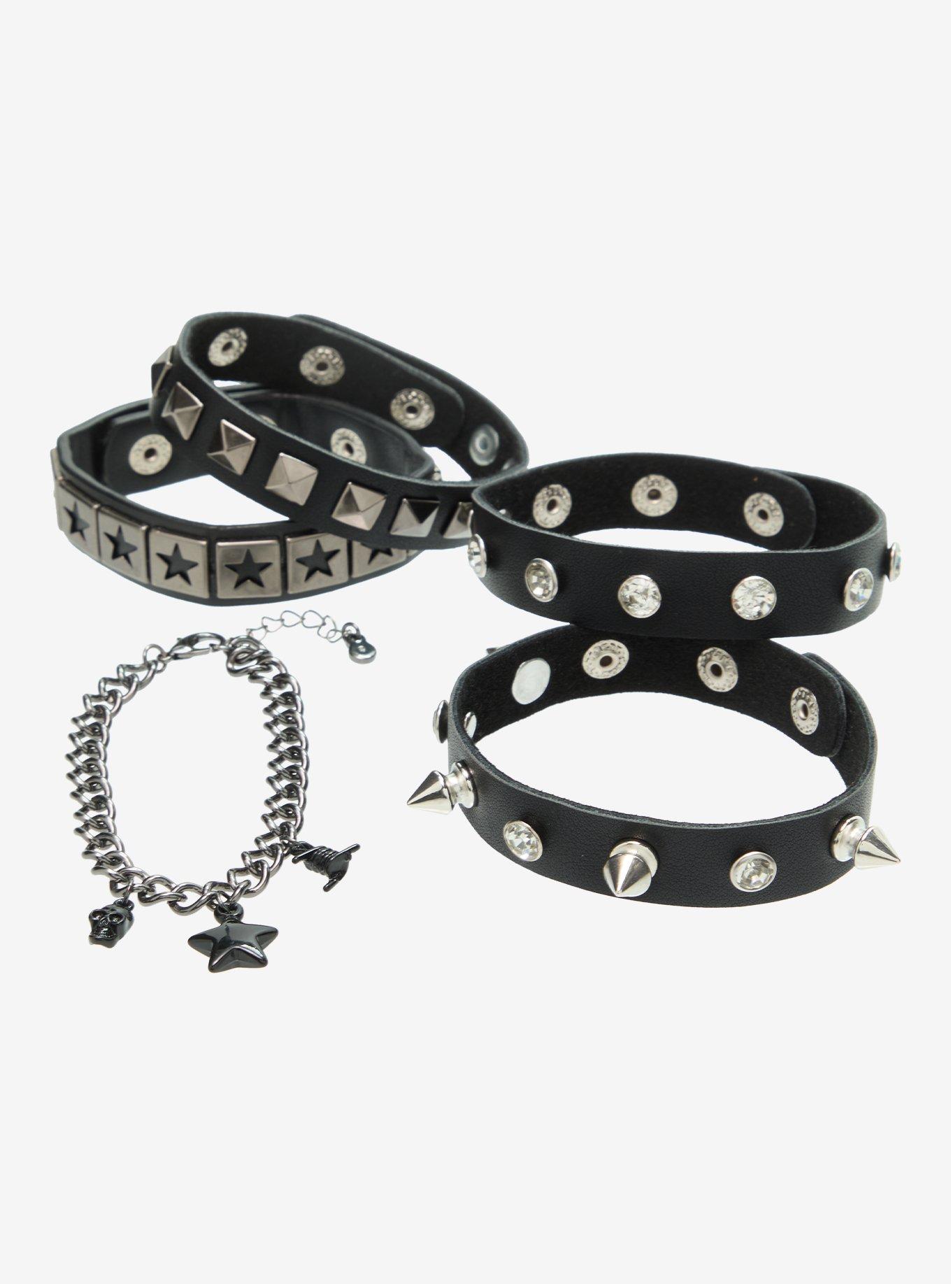 Social Collision Star Cutouts Faux Leather Bracelet Set, , hi-res