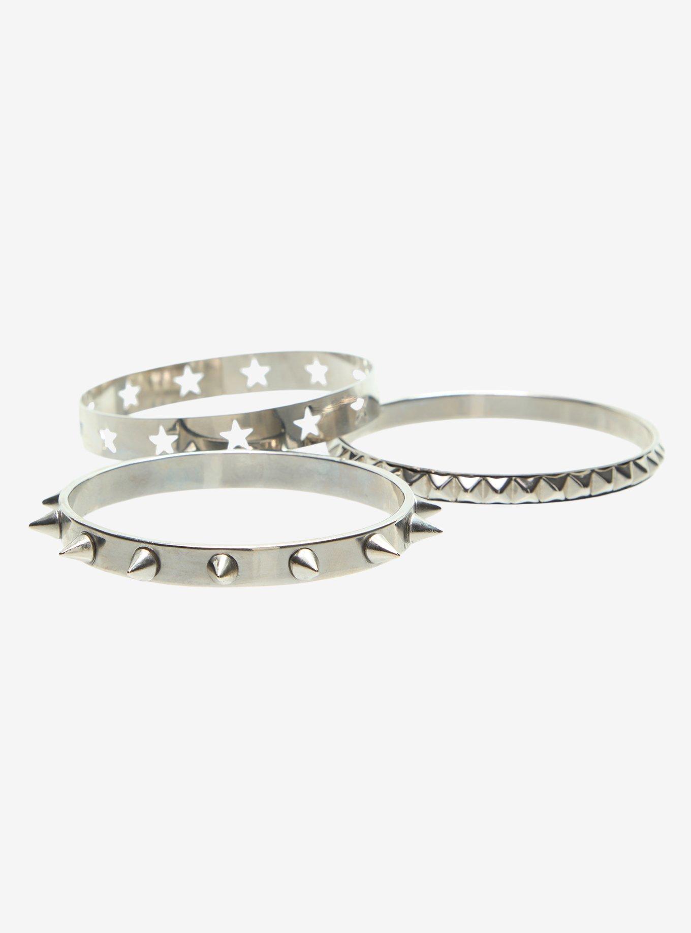 Social Collision Star Cutout Bangle Bracelet Set, , hi-res