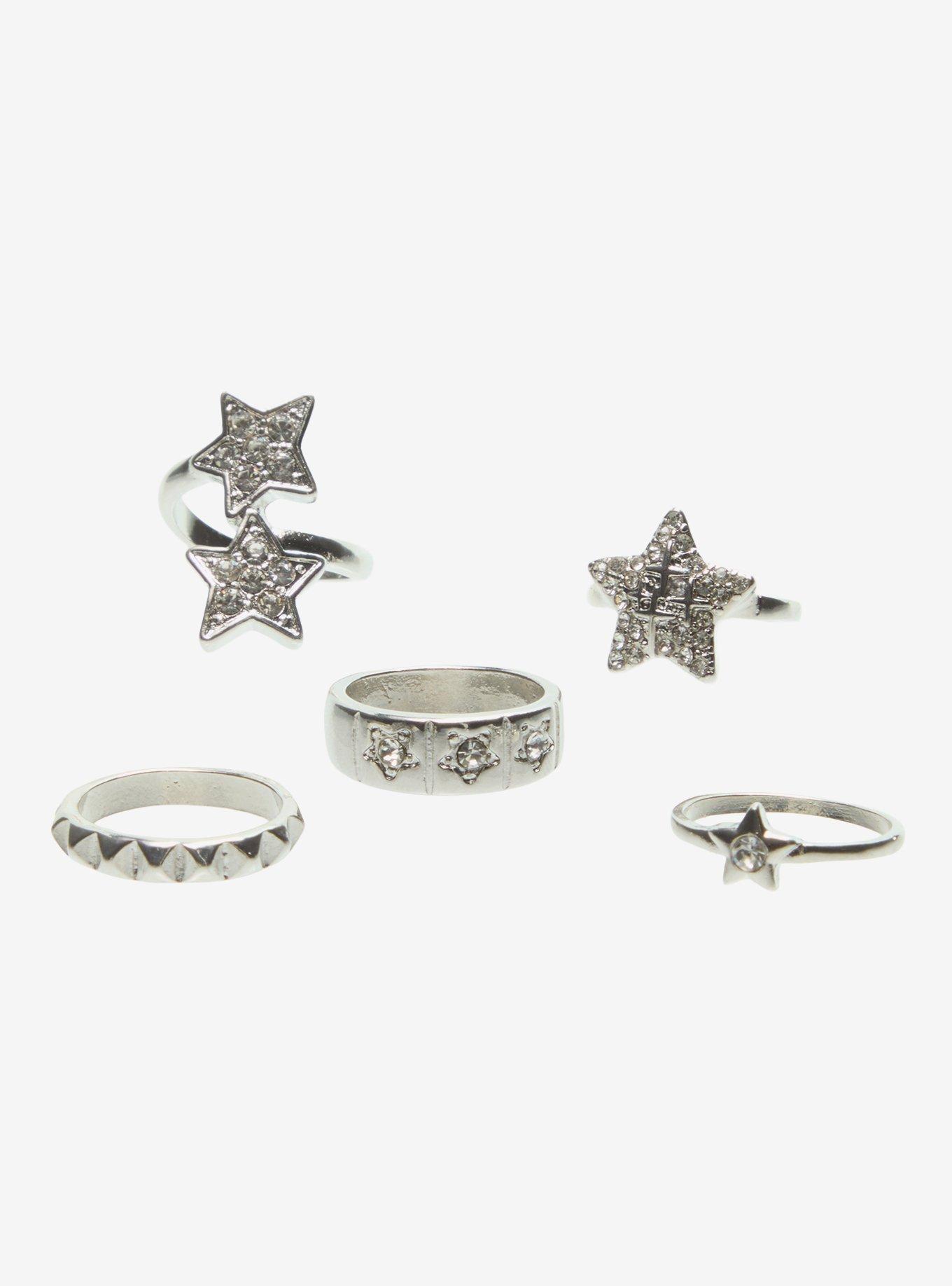 Social Collision Rhinestone Star Gem Ring Set, , hi-res