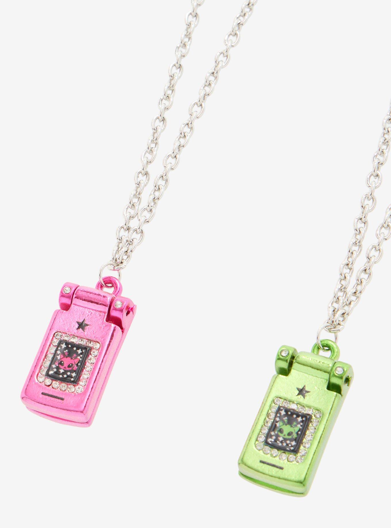 Alien Cat Flip Phone Best Friend Necklace Set, , hi-res