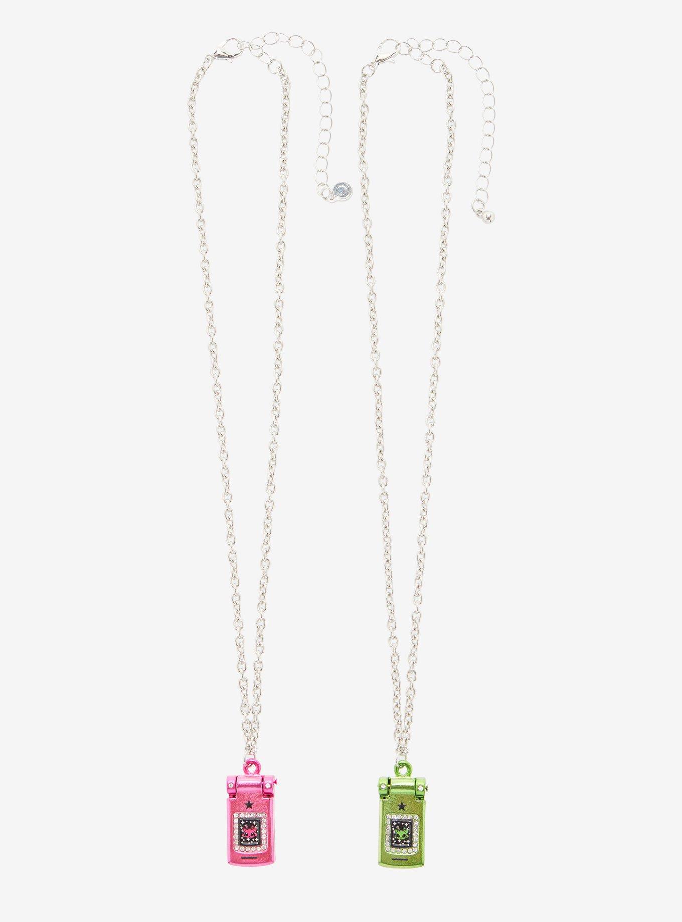 Alien Cat Flip Phone Best Friend Necklace Set, , alternate - view 3