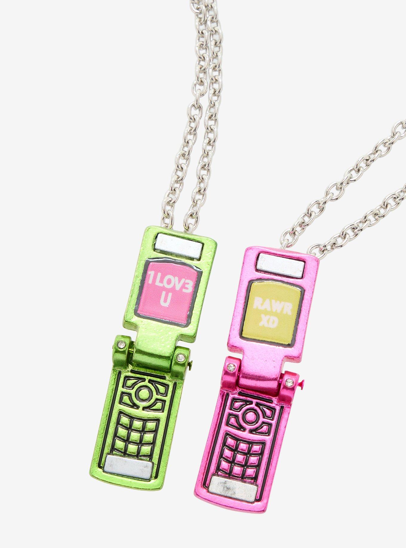 Alien Cat Flip Phone Best Friend Necklace Set, , alternate - view 4