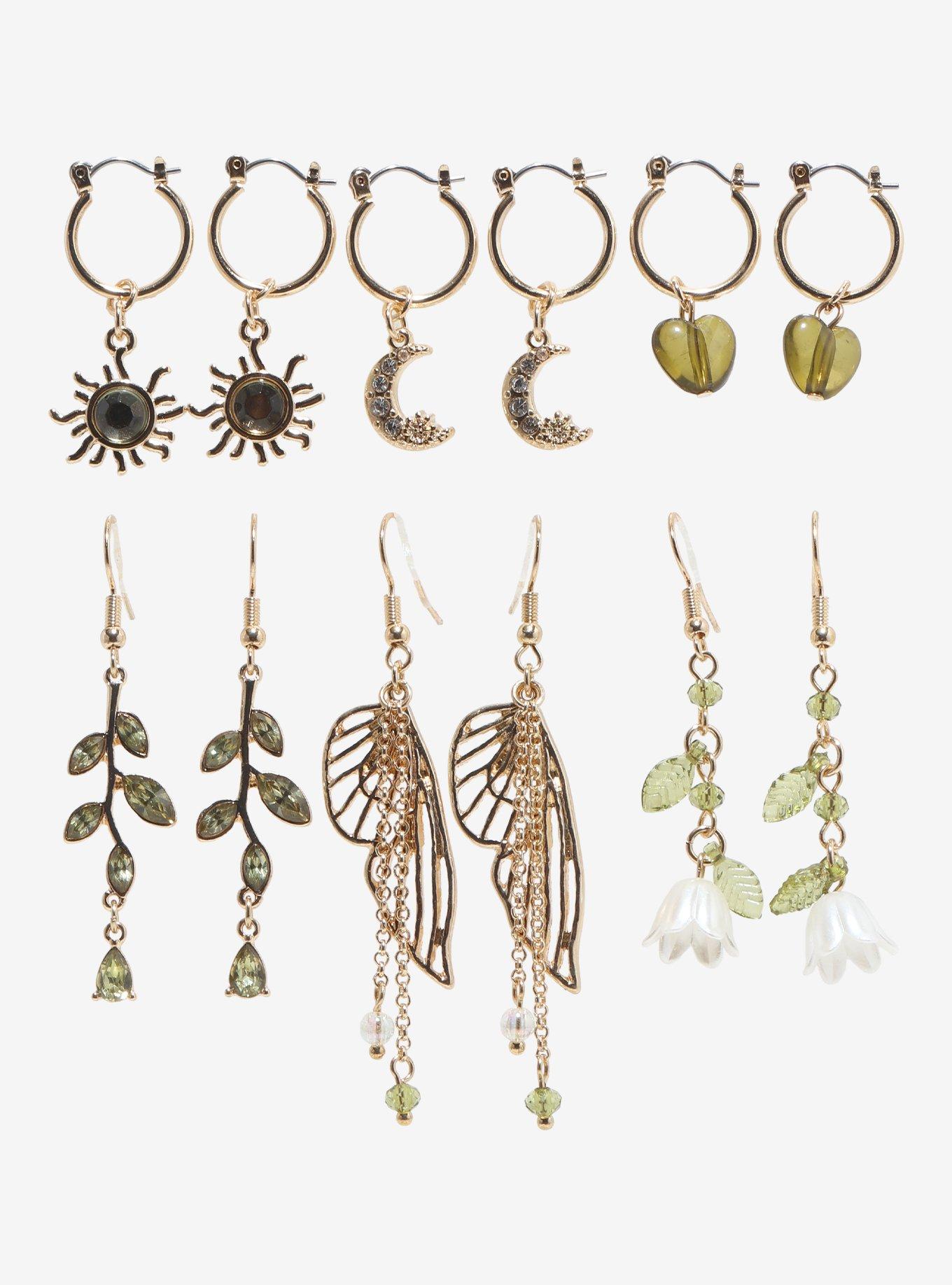 Thorn & Fable Green Celestial Fairy Earring Set, , hi-res