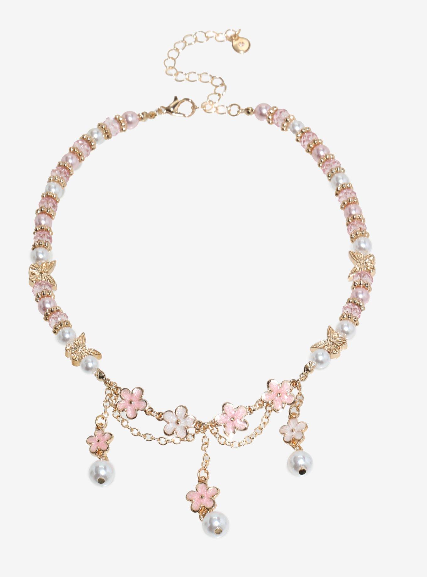 Thorn & Fable Sakura Butterfly Bead Choker, , hi-res