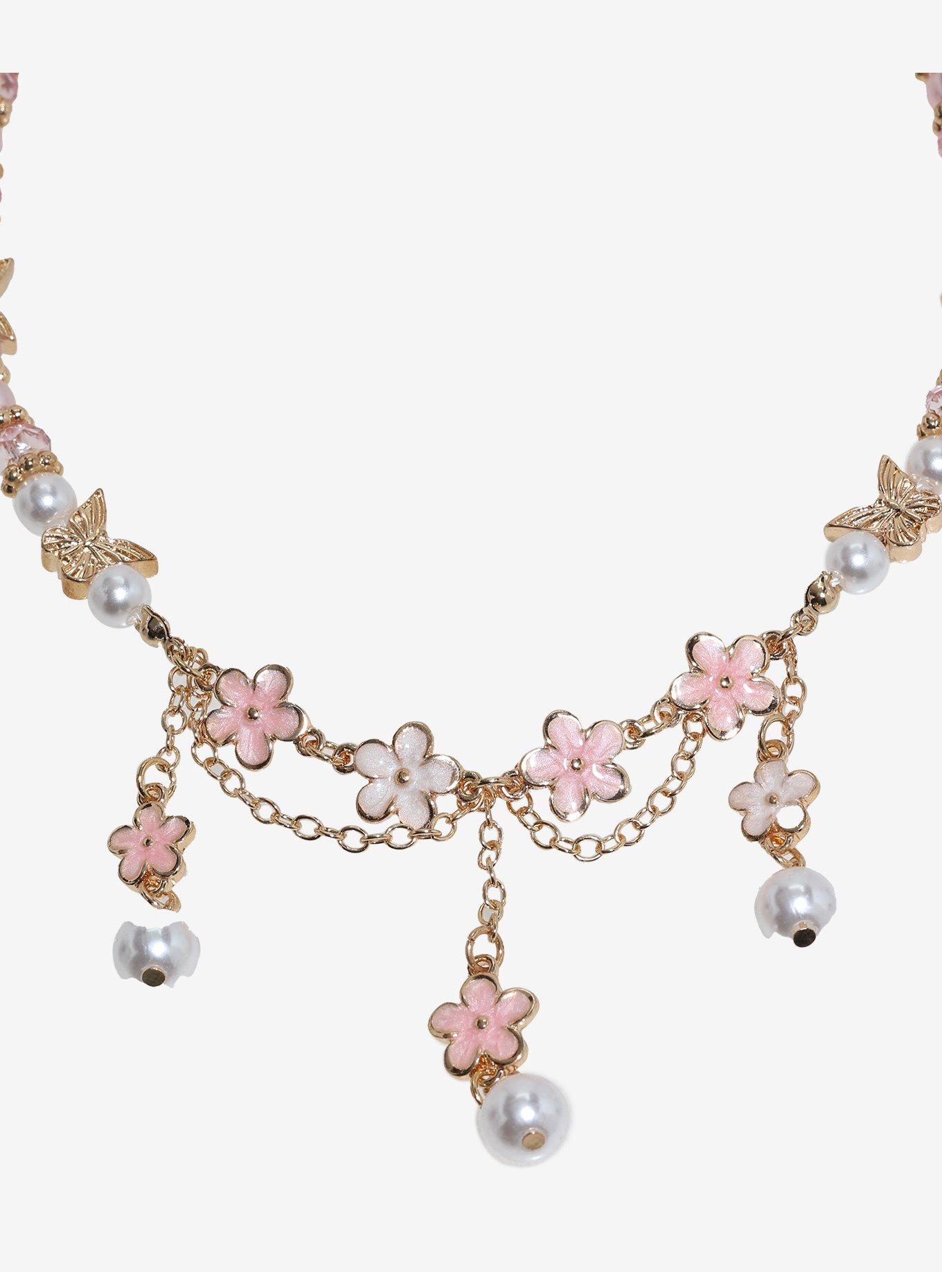 Thorn & Fable Sakura Butterfly Bead Choker, , alternate - view 3