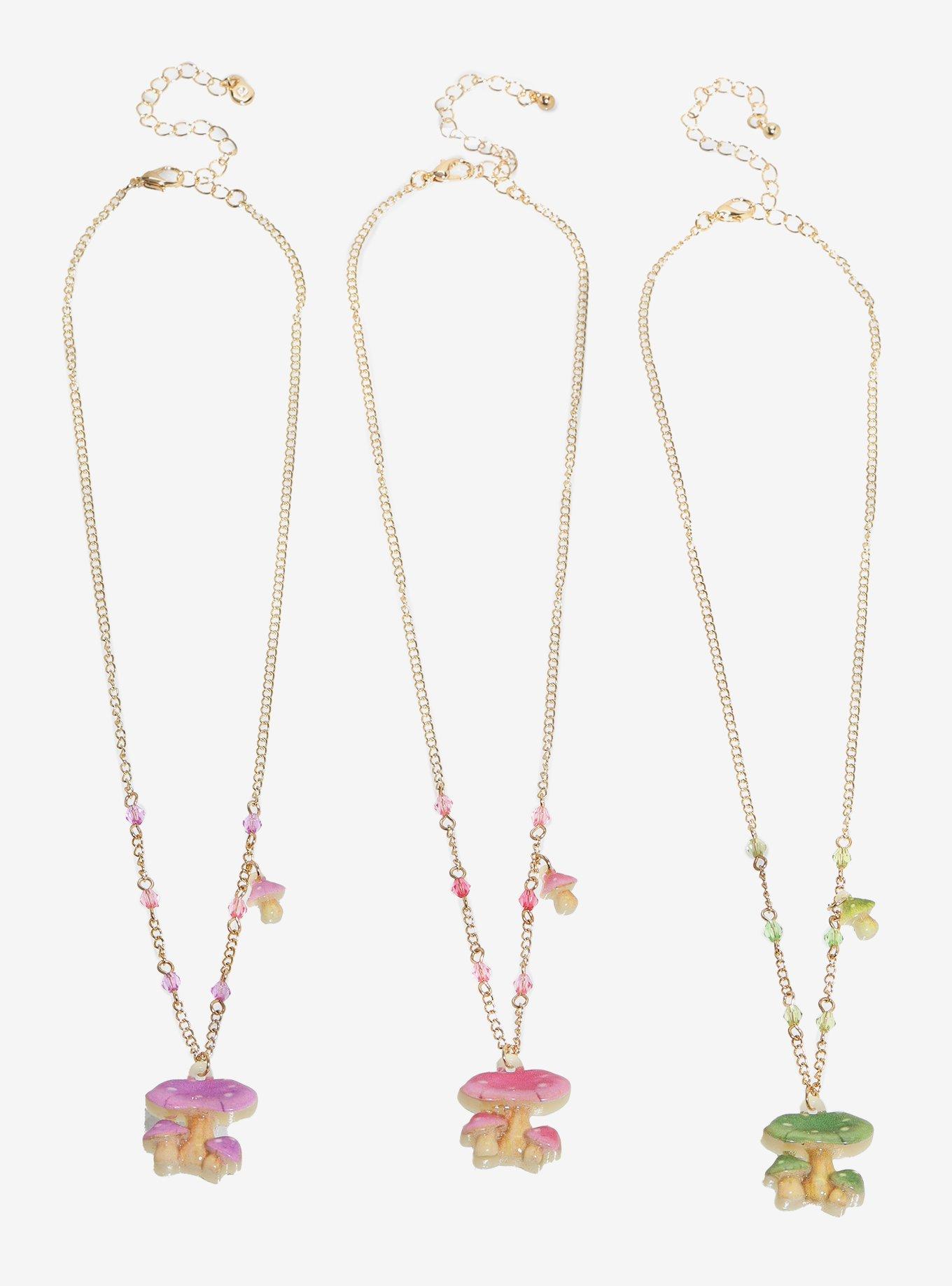 Thorn & Fable Colorful Mushroom Necklace Set, , hi-res