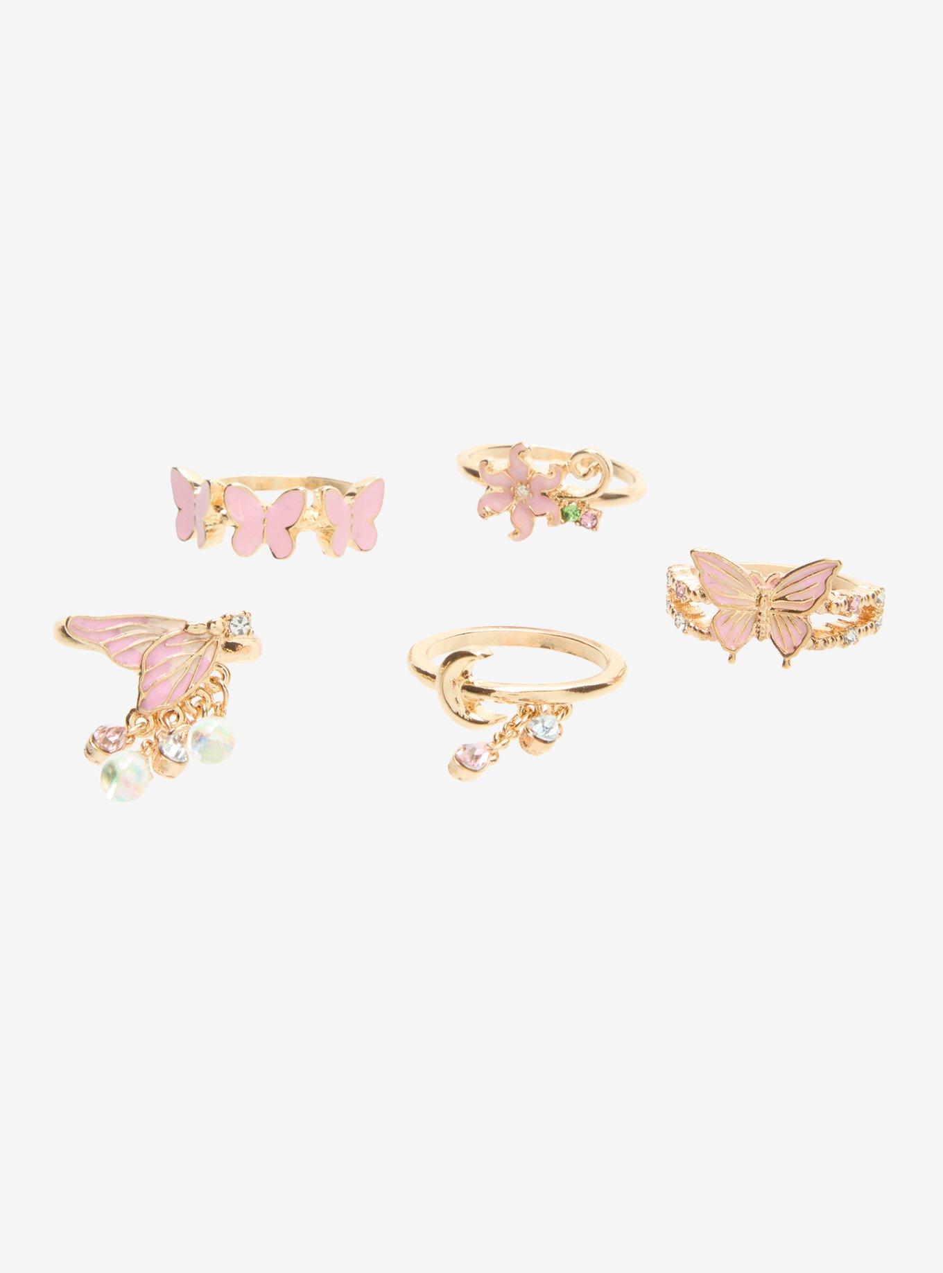 Thorn & Fable Pink Fairy Icon Ring Set, , hi-res