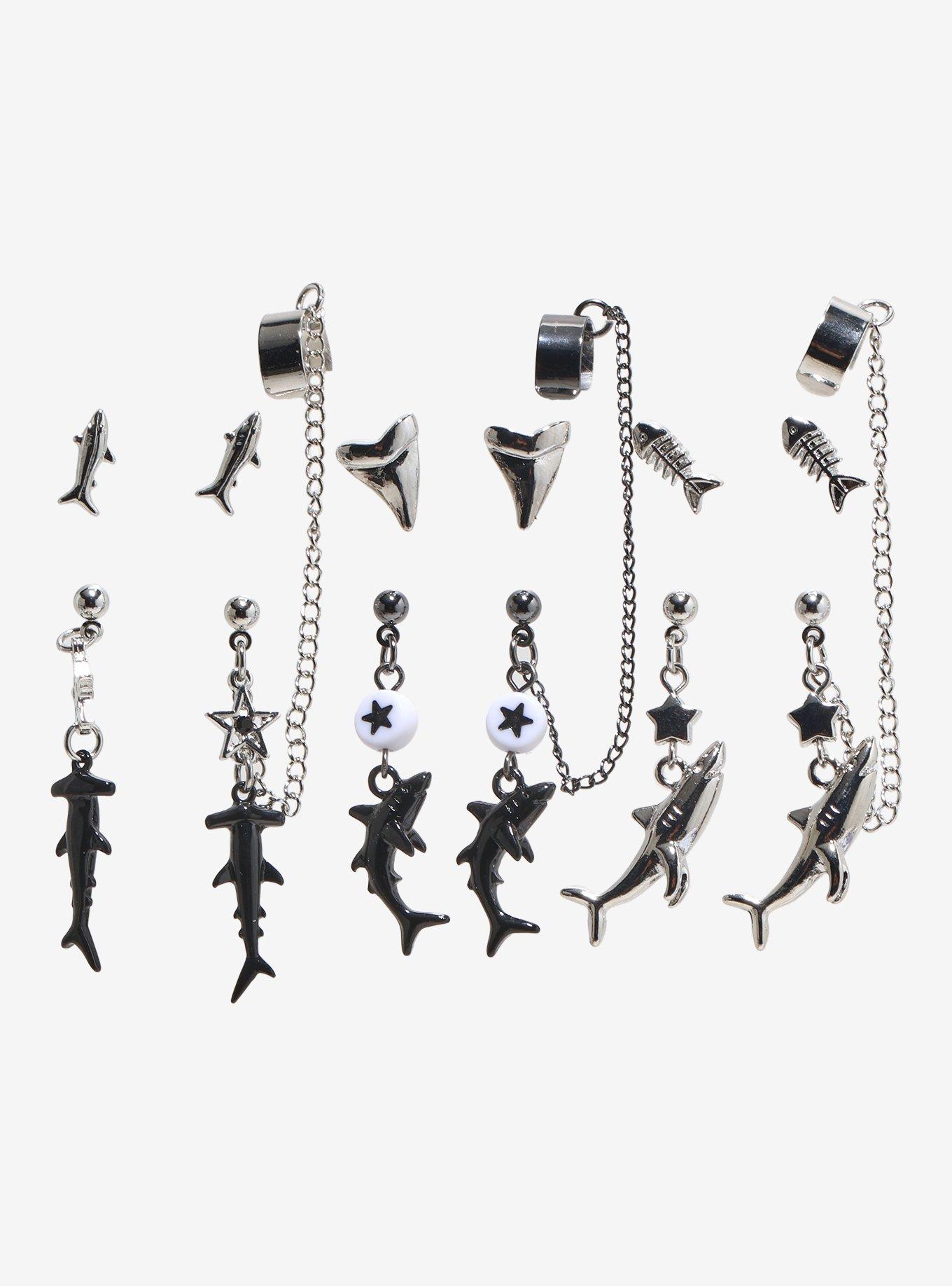 Shark Bone Cuff Earring Set, , hi-res
