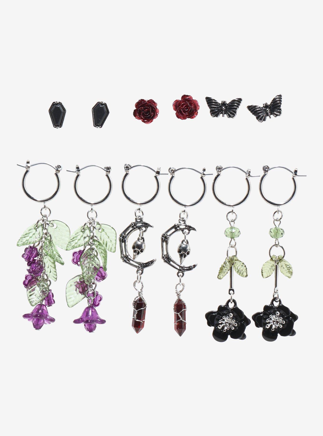 Cosmic Aura Dark Garden Moth Earring Set, , hi-res