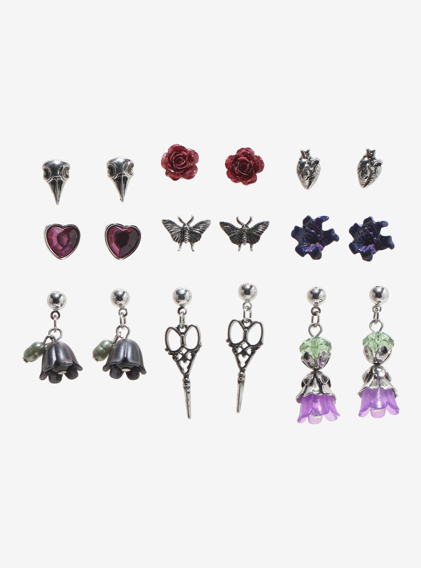 Cosmic Aura Dark Garden Floral Stud Earring Set, , hi-res