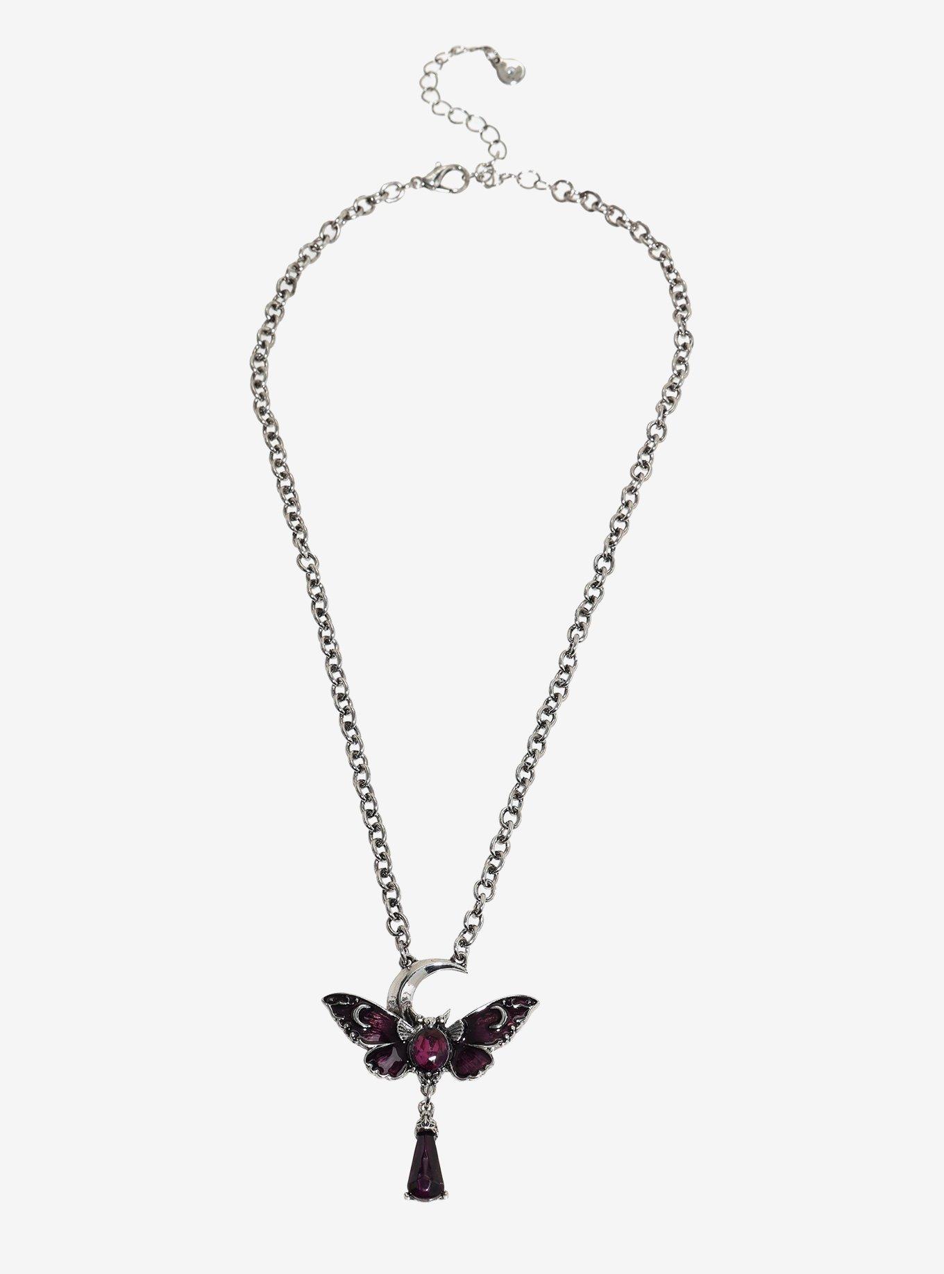 Cosmic Aura Dark Celestial Moth Necklace, , hi-res