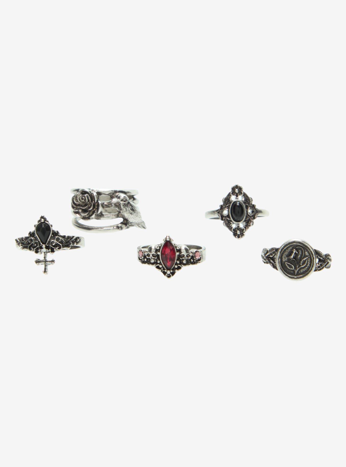 Cosmic Aura Ornate Gem Rose Ring Set, , hi-res