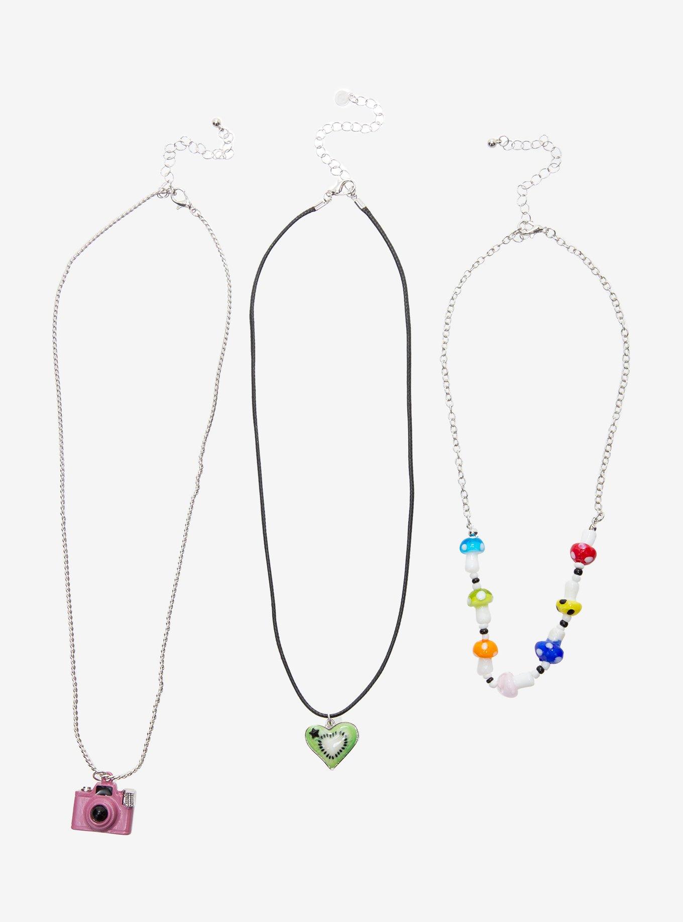 Sweet Society Camera Kiwi Mushroom Layered Necklace Set, , hi-res