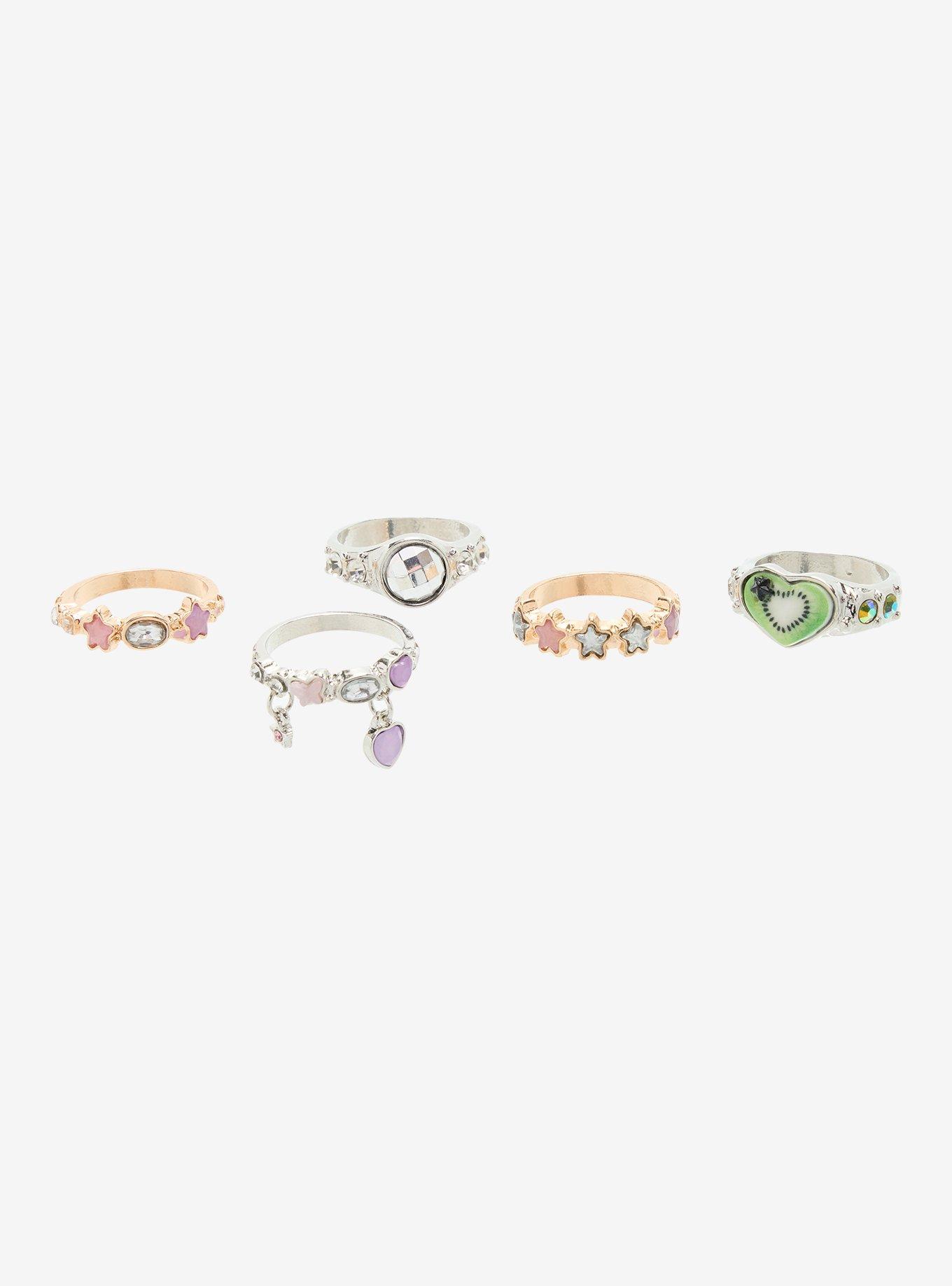 Sweet Society Kiwi Star Disco Ball Ring Set, , hi-res