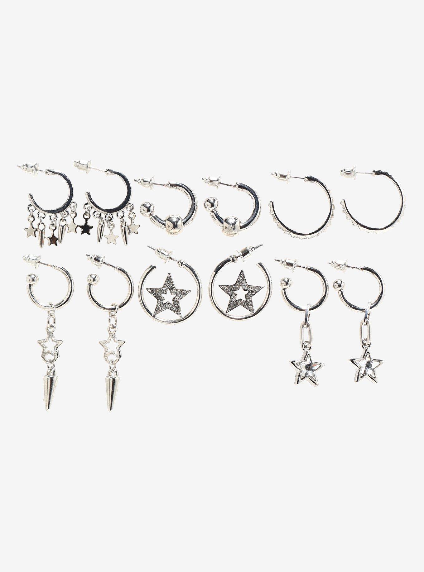 Social Collision Star Spike Mini Hoop Earring Set, , hi-res