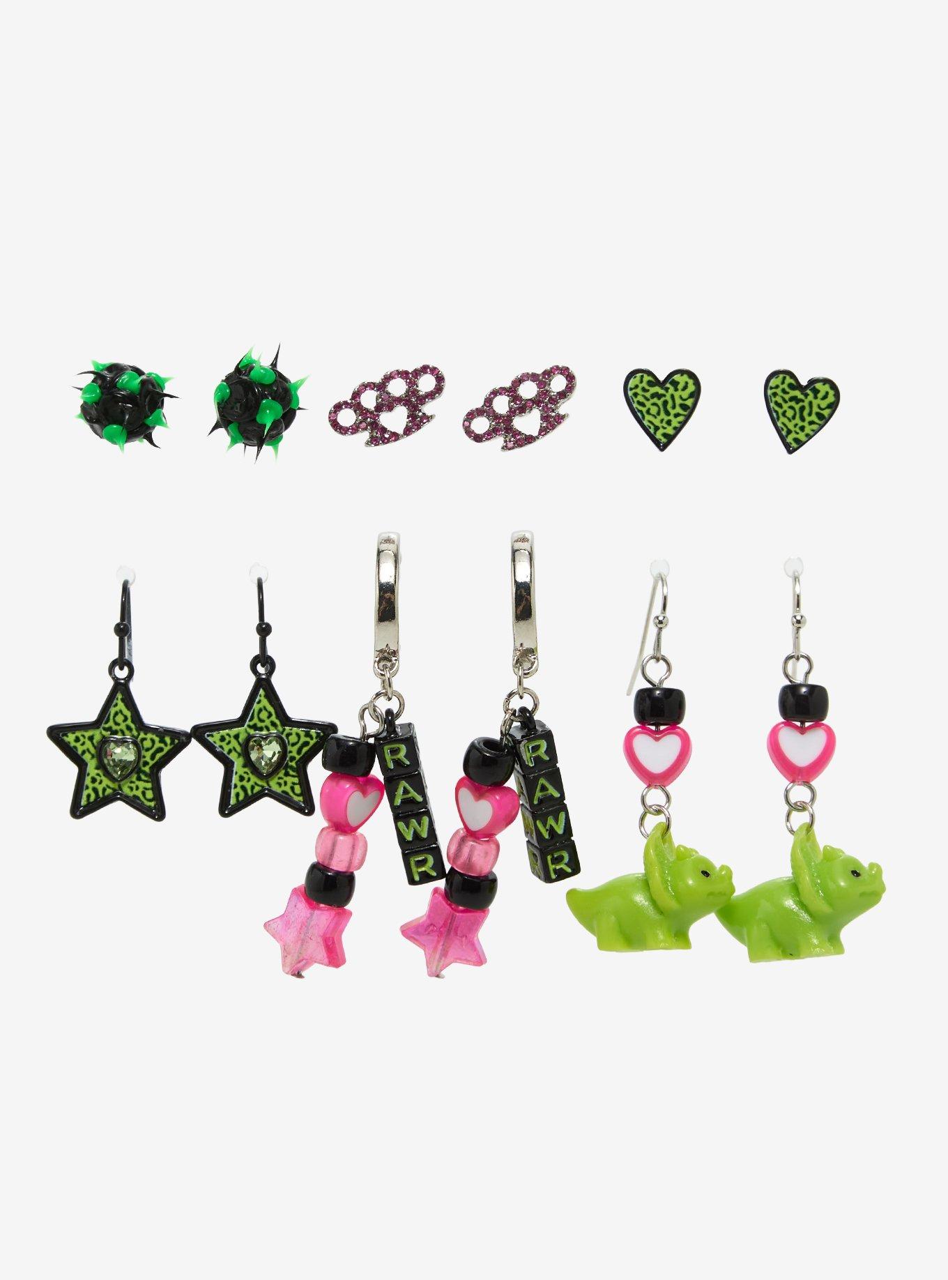 Dinosaur Rawr Emo Earring Set, , hi-res